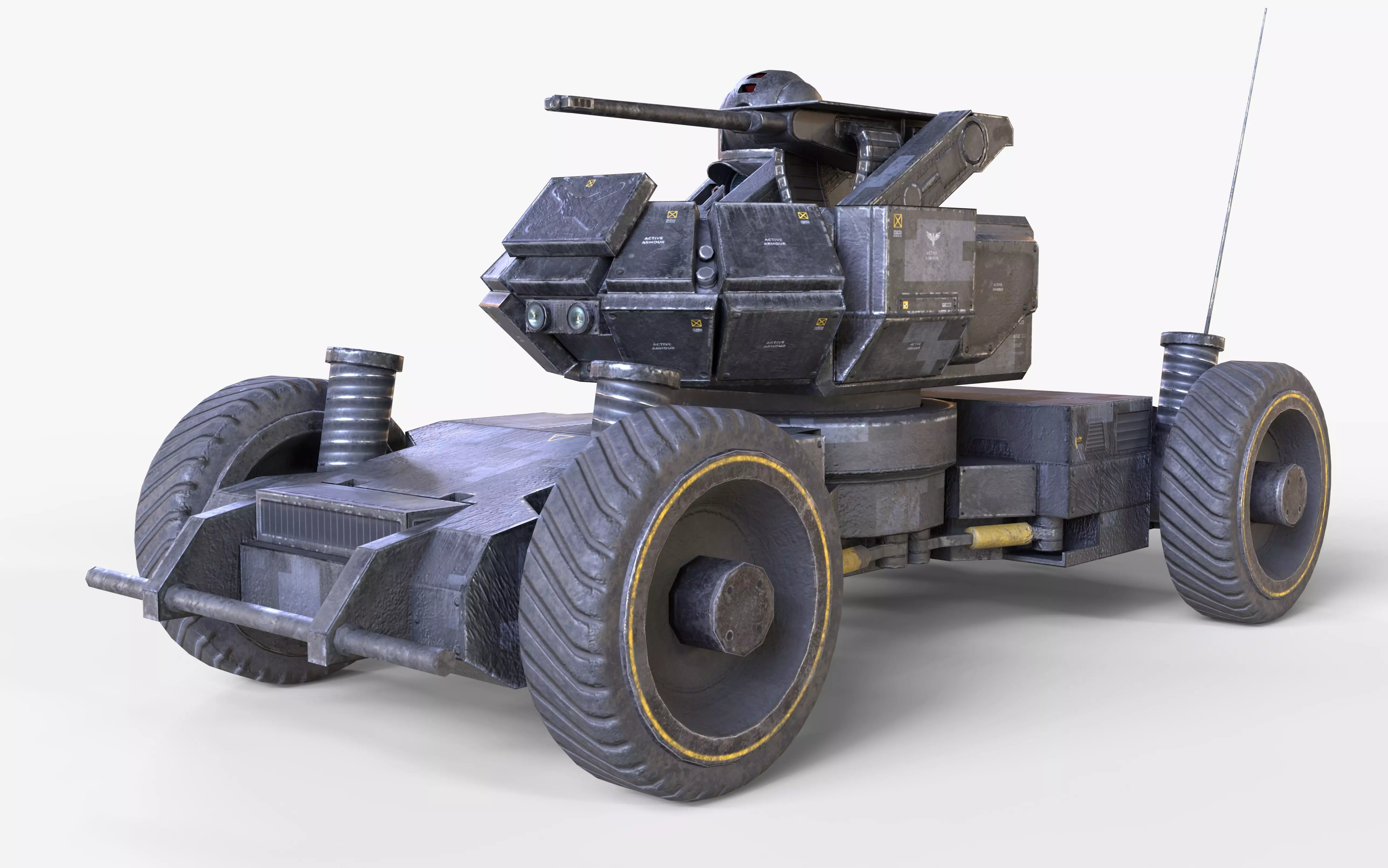 Heavy Armed Recon Buggy Sci-Fi Drone Autonomous Low-poly 3D model_0