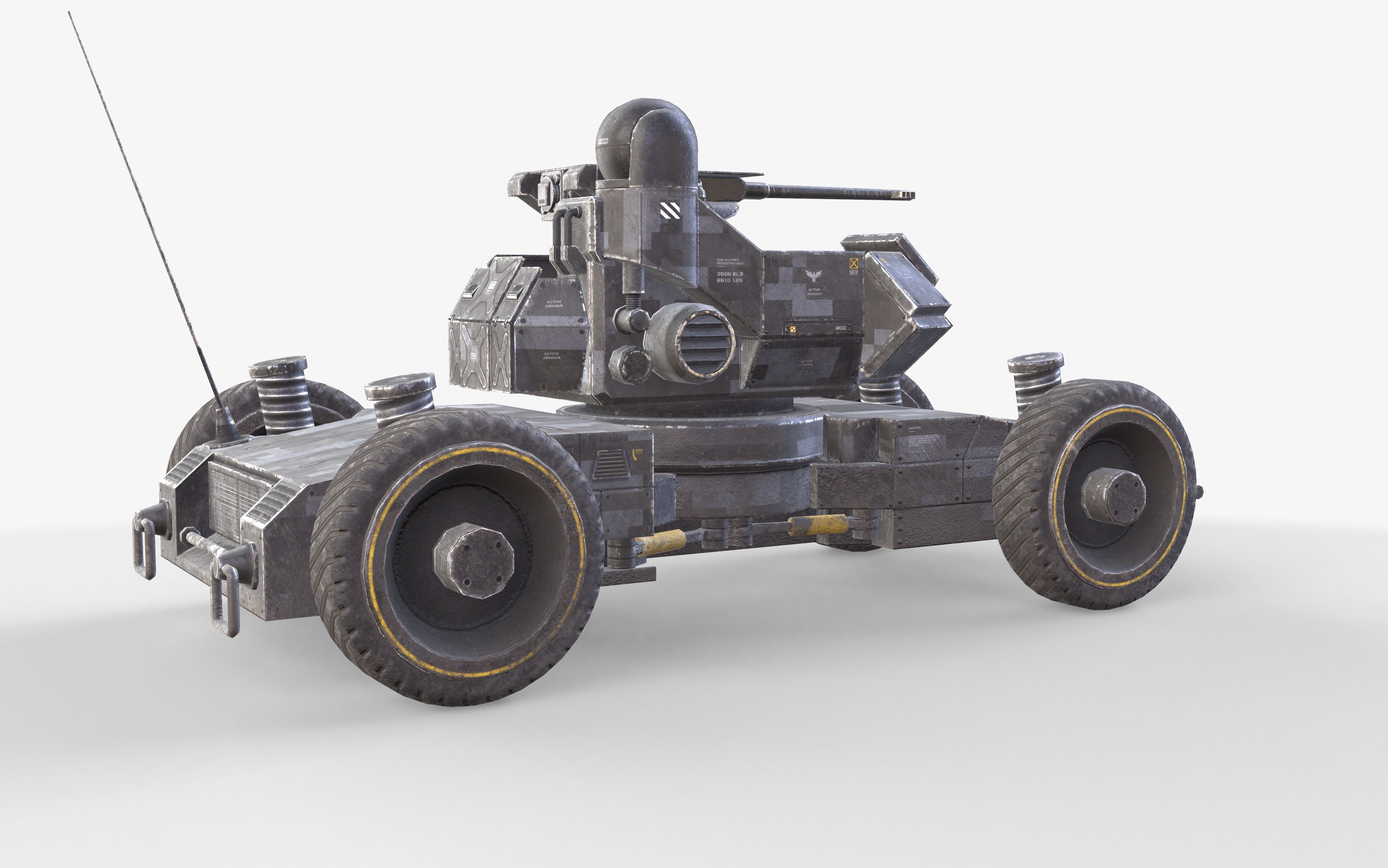 Heavy Armed Recon Buggy Sci-Fi Drone Autonomous Low-poly 3D model_15