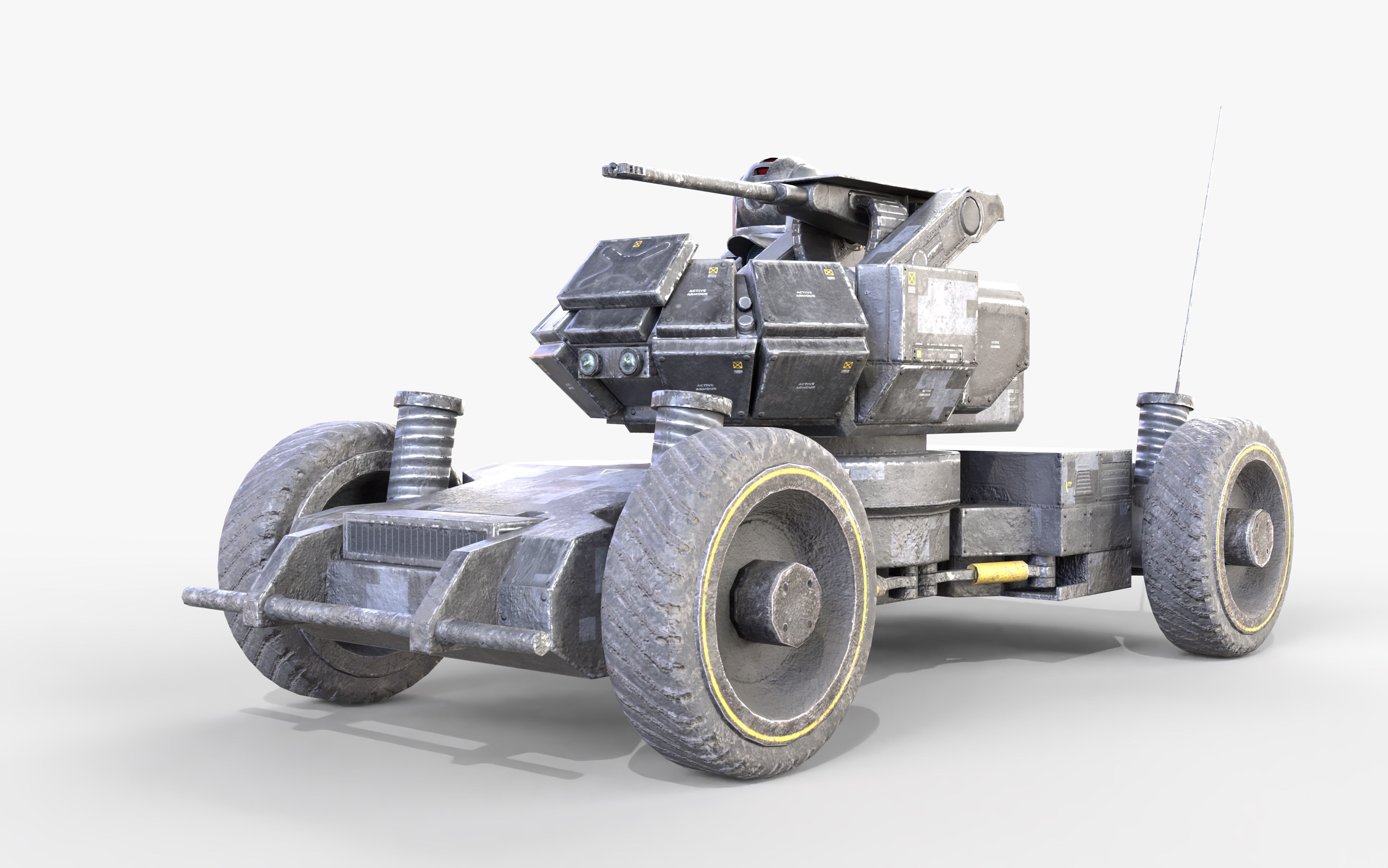 Heavy Armed Recon Buggy Sci-Fi Drone Autonomous Low-poly 3D model_17