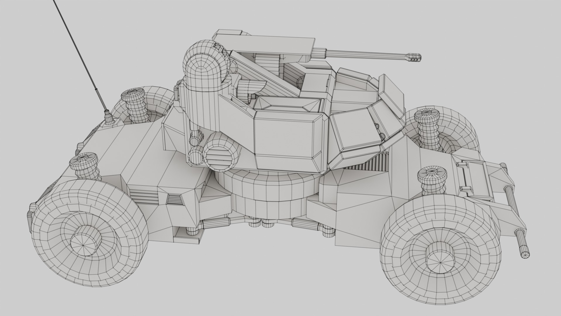 Heavy Armed Recon Buggy Sci-Fi Drone Autonomous Low-poly 3D model_10