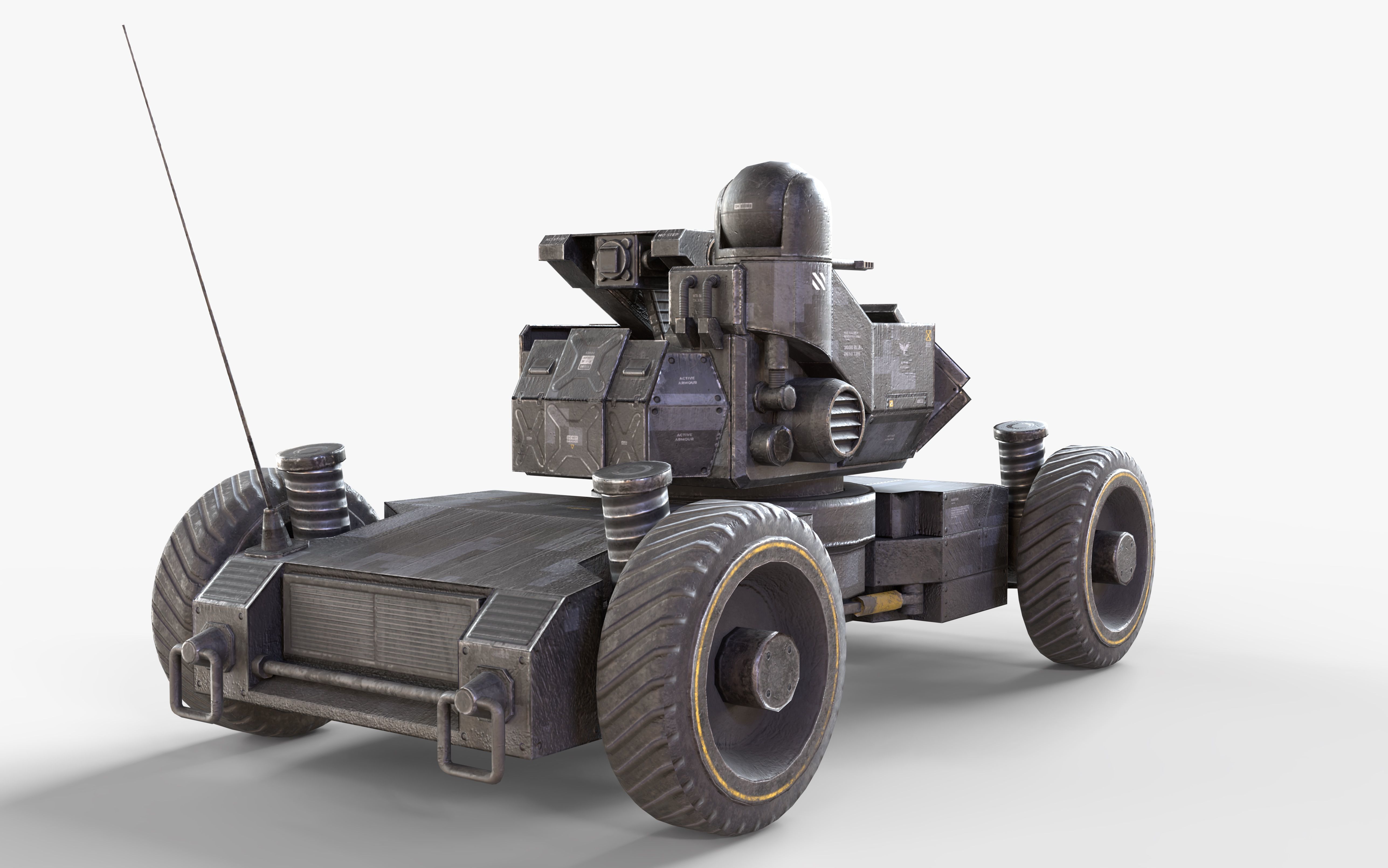 Heavy Armed Recon Buggy Sci-Fi Drone Autonomous Low-poly 3D model_2