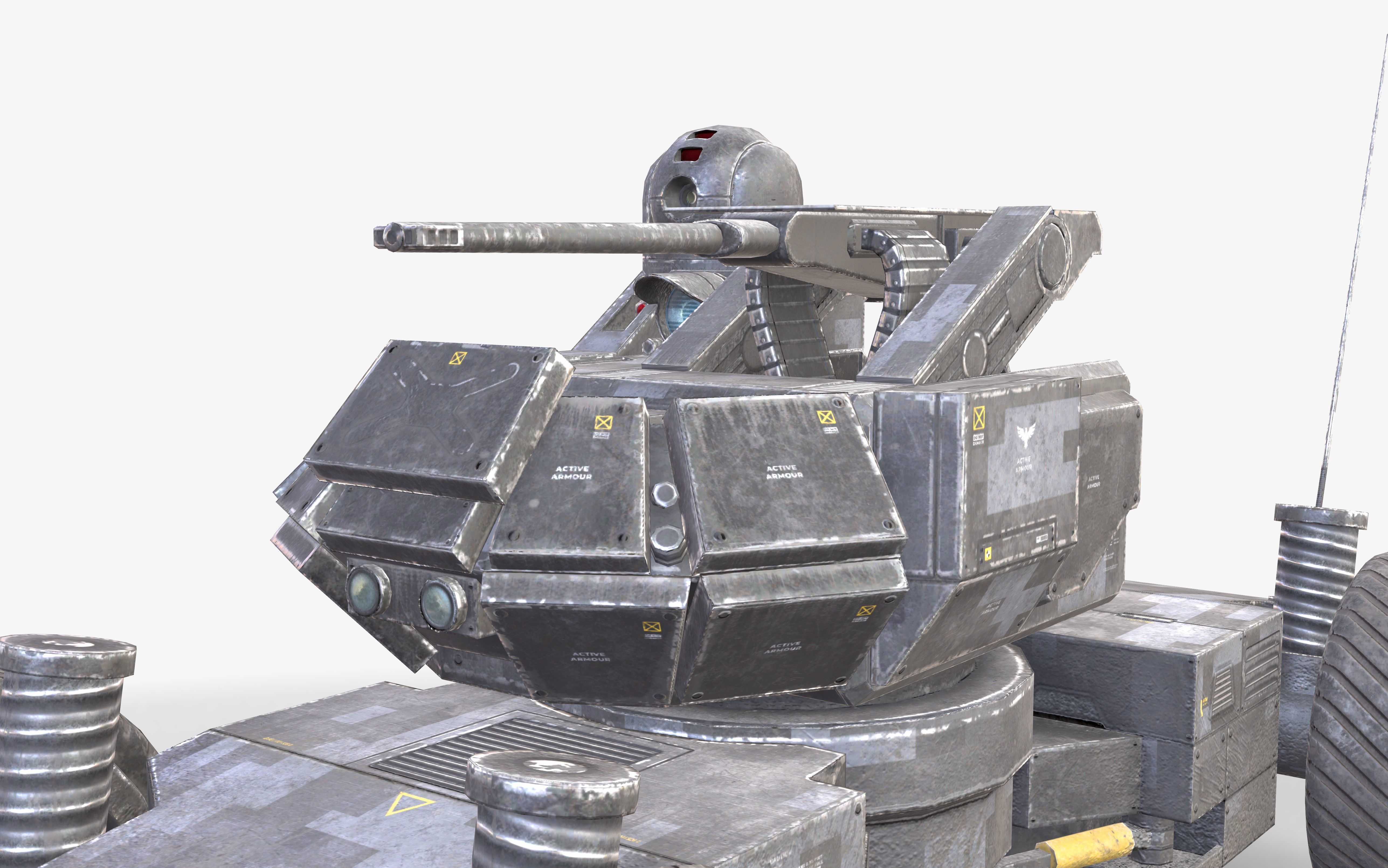 Heavy Armed Recon Buggy Sci-Fi Drone Autonomous Low-poly 3D model_7