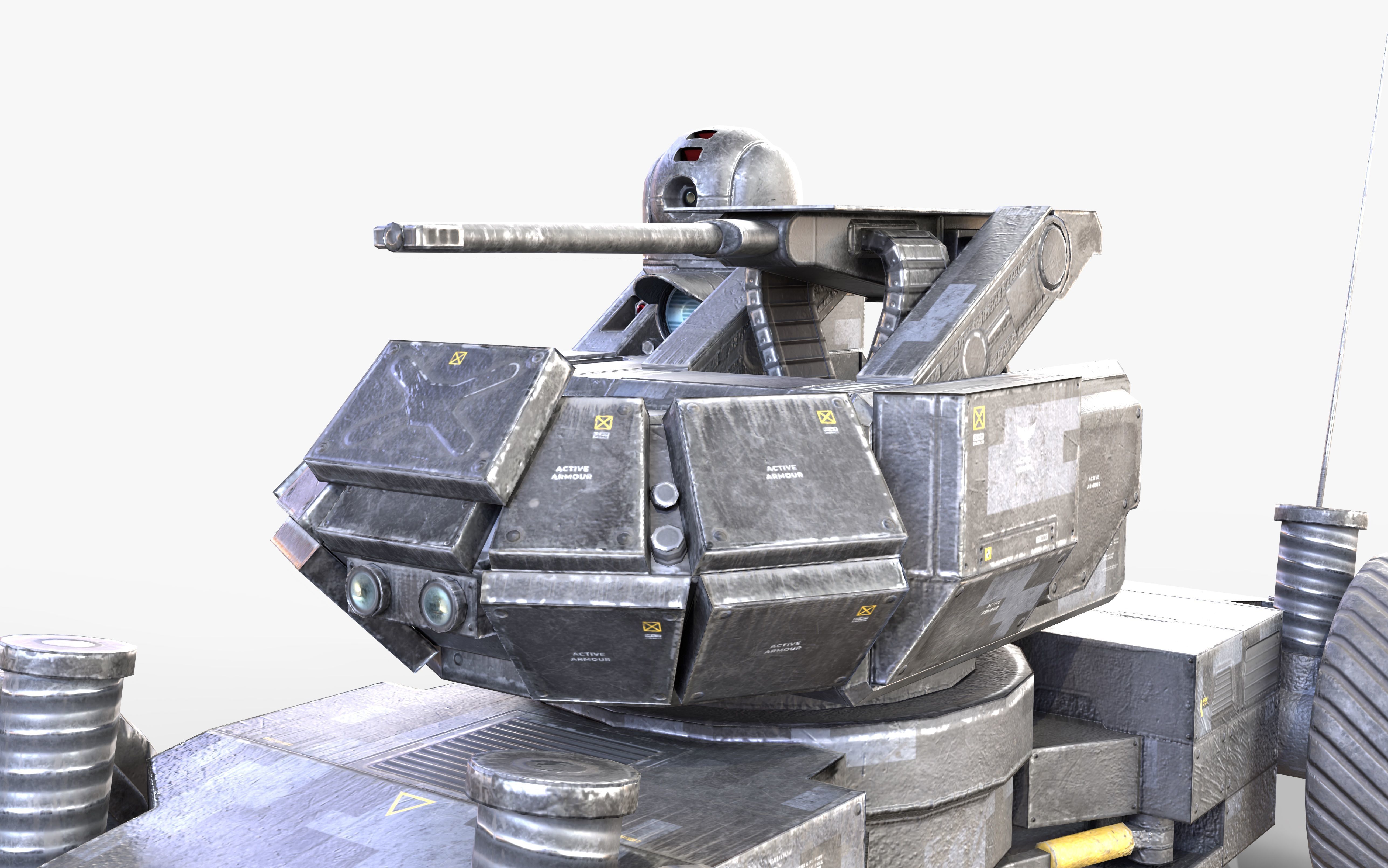 Heavy Armed Recon Buggy Sci-Fi Drone Autonomous Low-poly 3D model_13