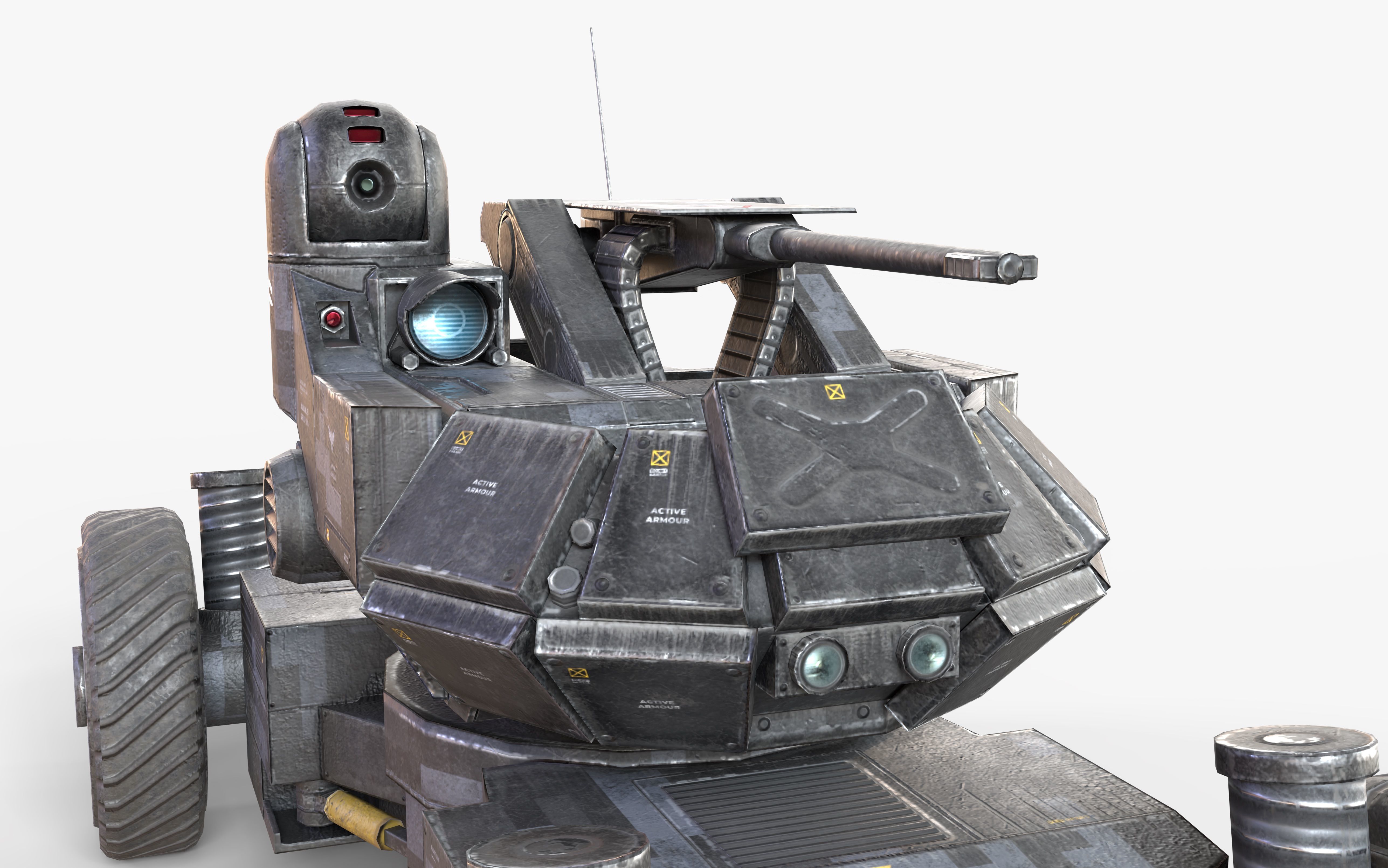 Heavy Armed Recon Buggy Sci-Fi Drone Autonomous Low-poly 3D model_5