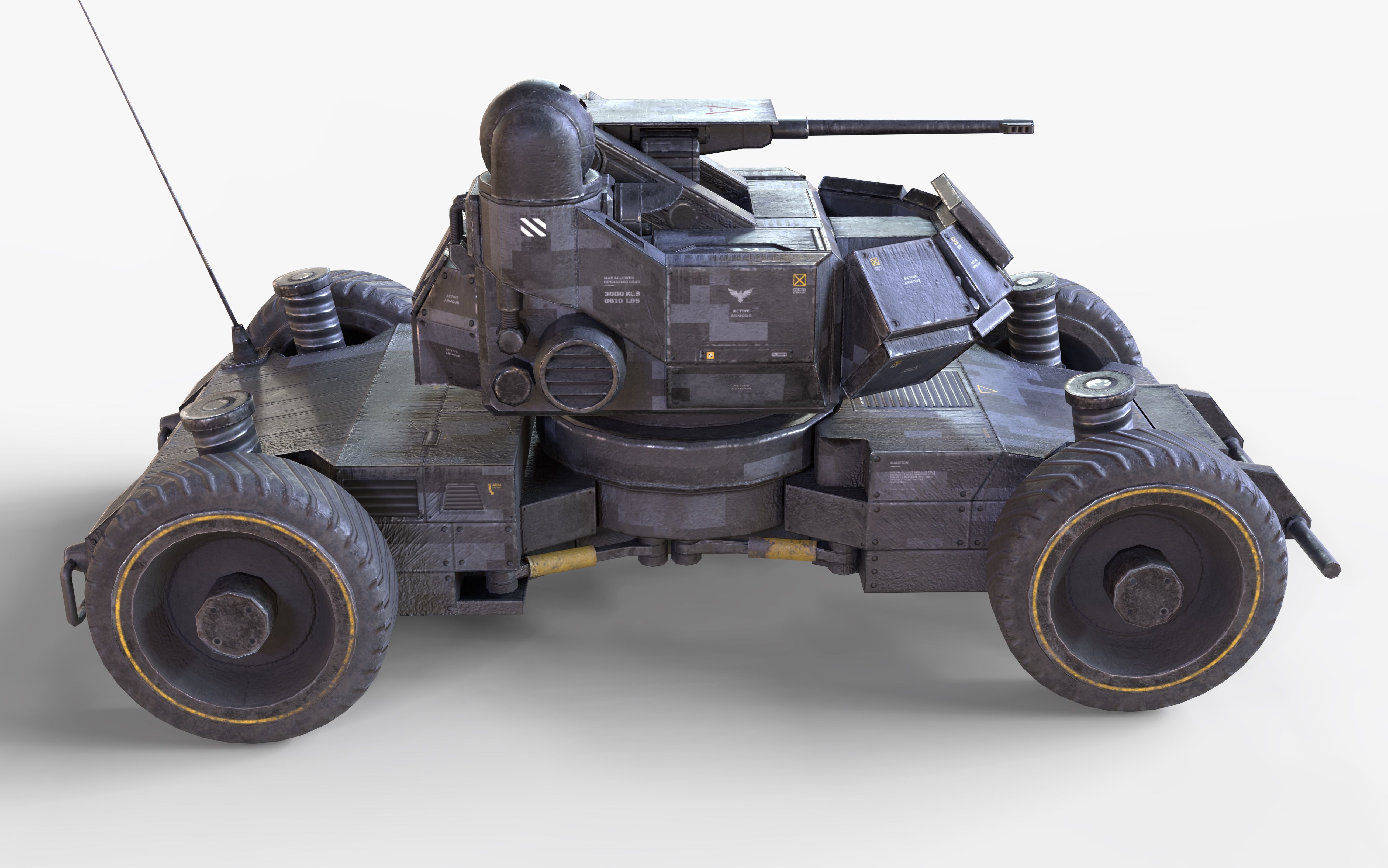 Heavy Armed Recon Buggy Sci-Fi Drone Autonomous Low-poly 3D model_6