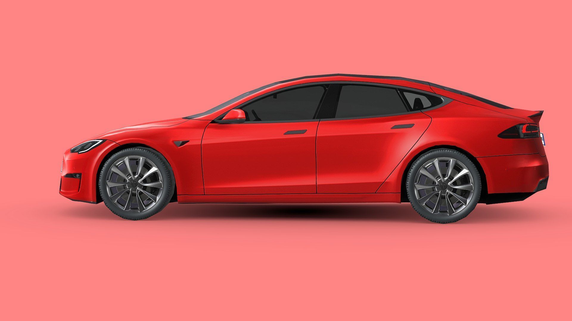 Tesla model S Plaid 2023 Low-poly 3D model_2