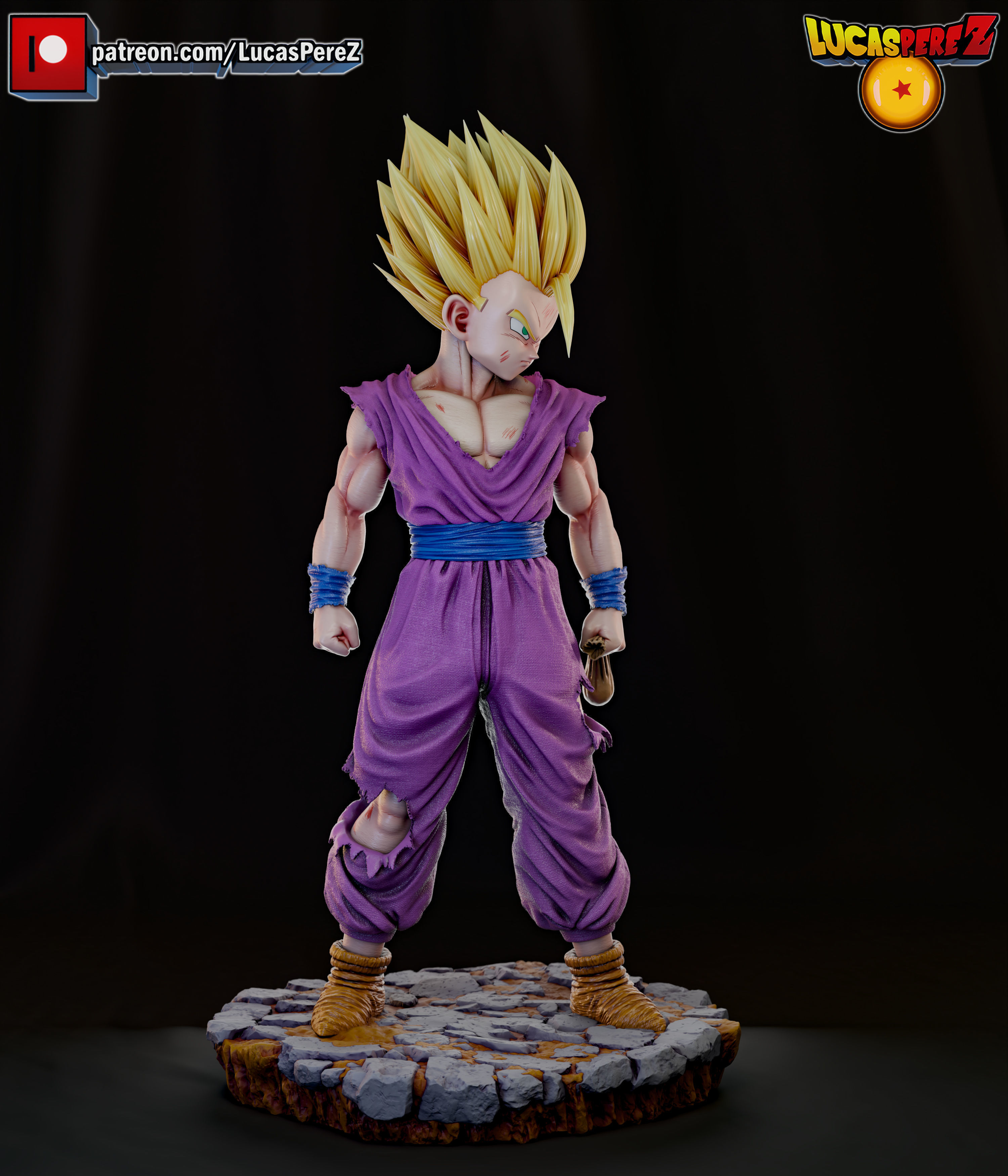 GOHAN SSJ2 3D print model_4
