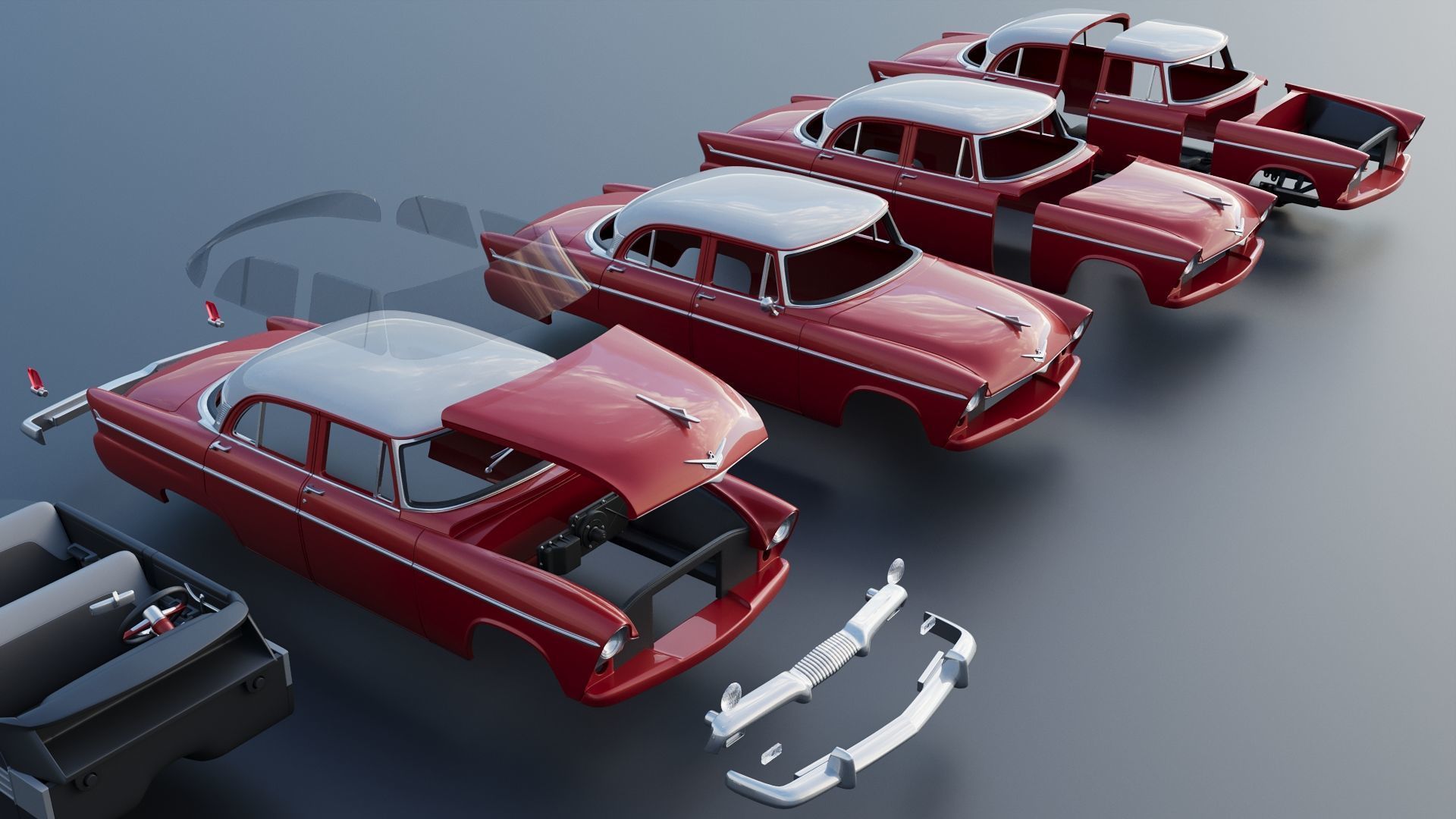 Plymouth Belvedere 4 Door 1955 3D print model_21
