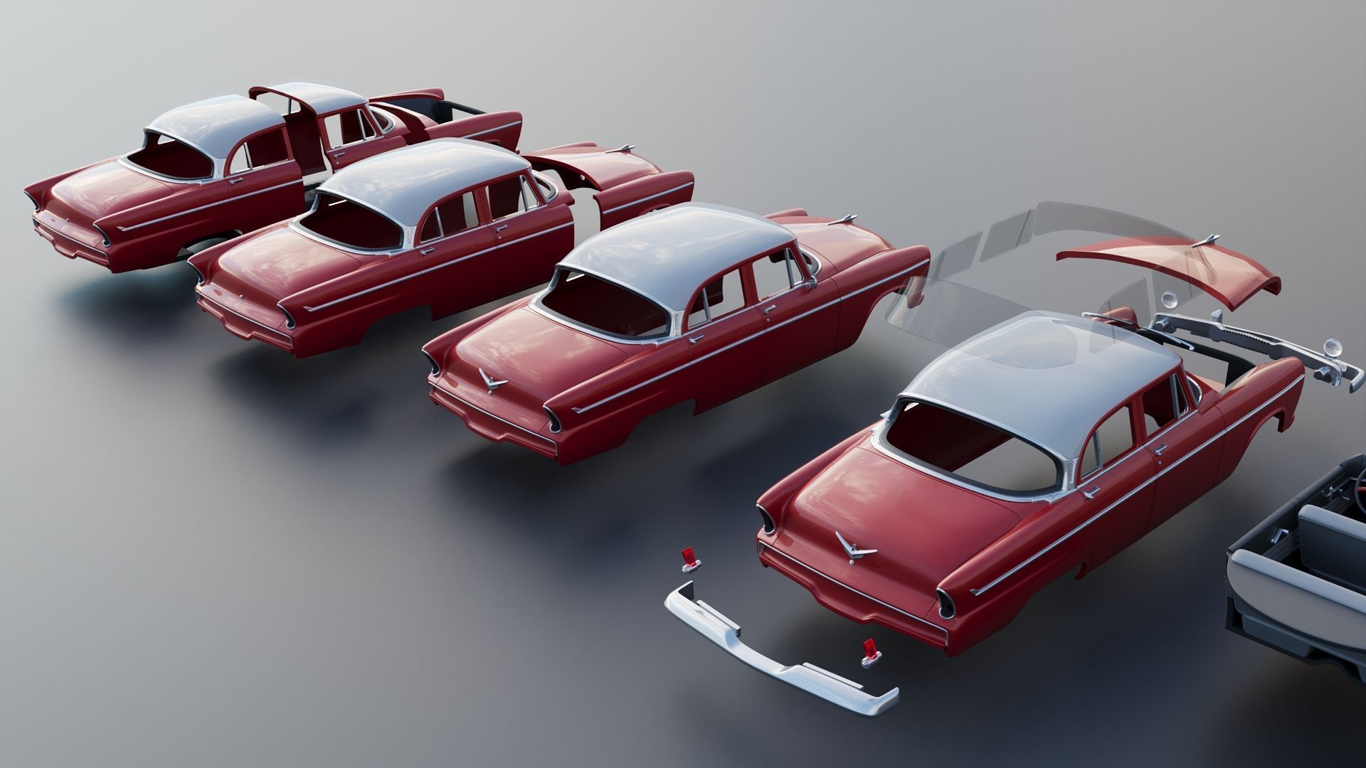 Plymouth Belvedere 4 Door 1955 3D print model_19