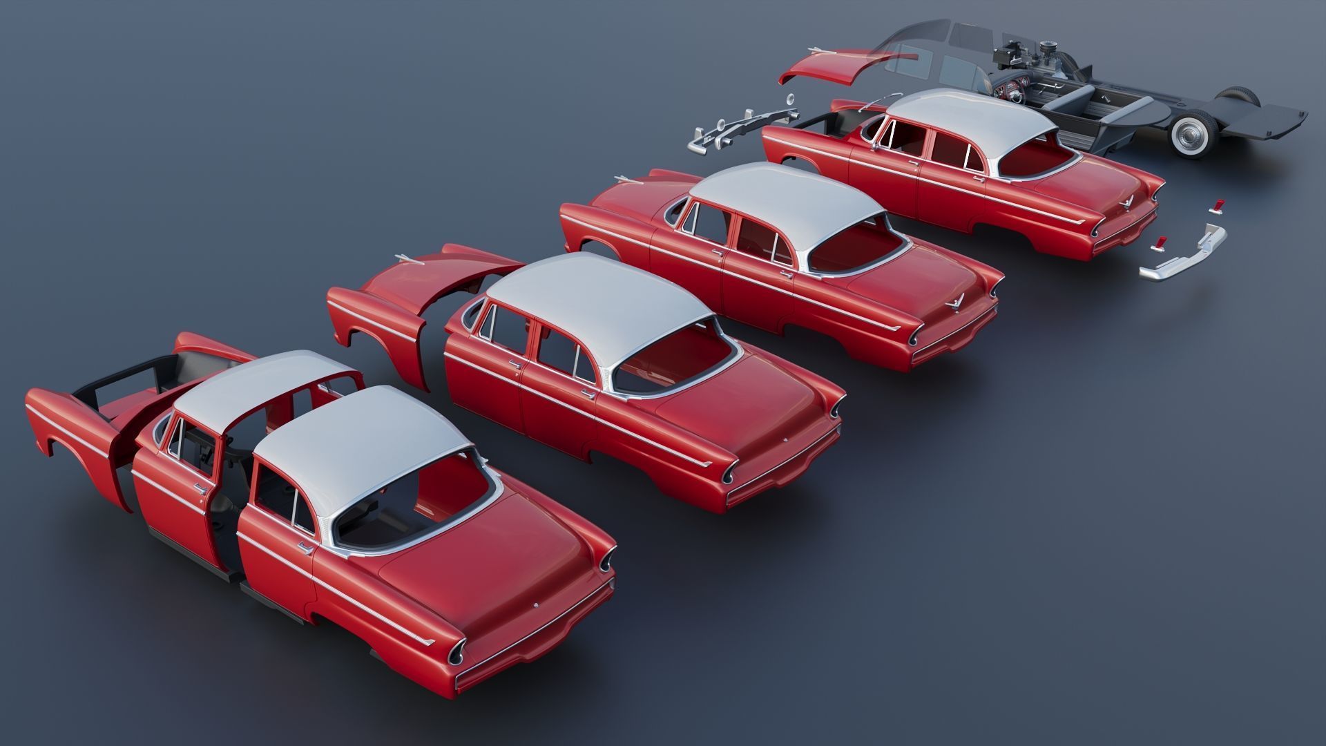 Plymouth Belvedere 4 Door 1955 3D print model_17