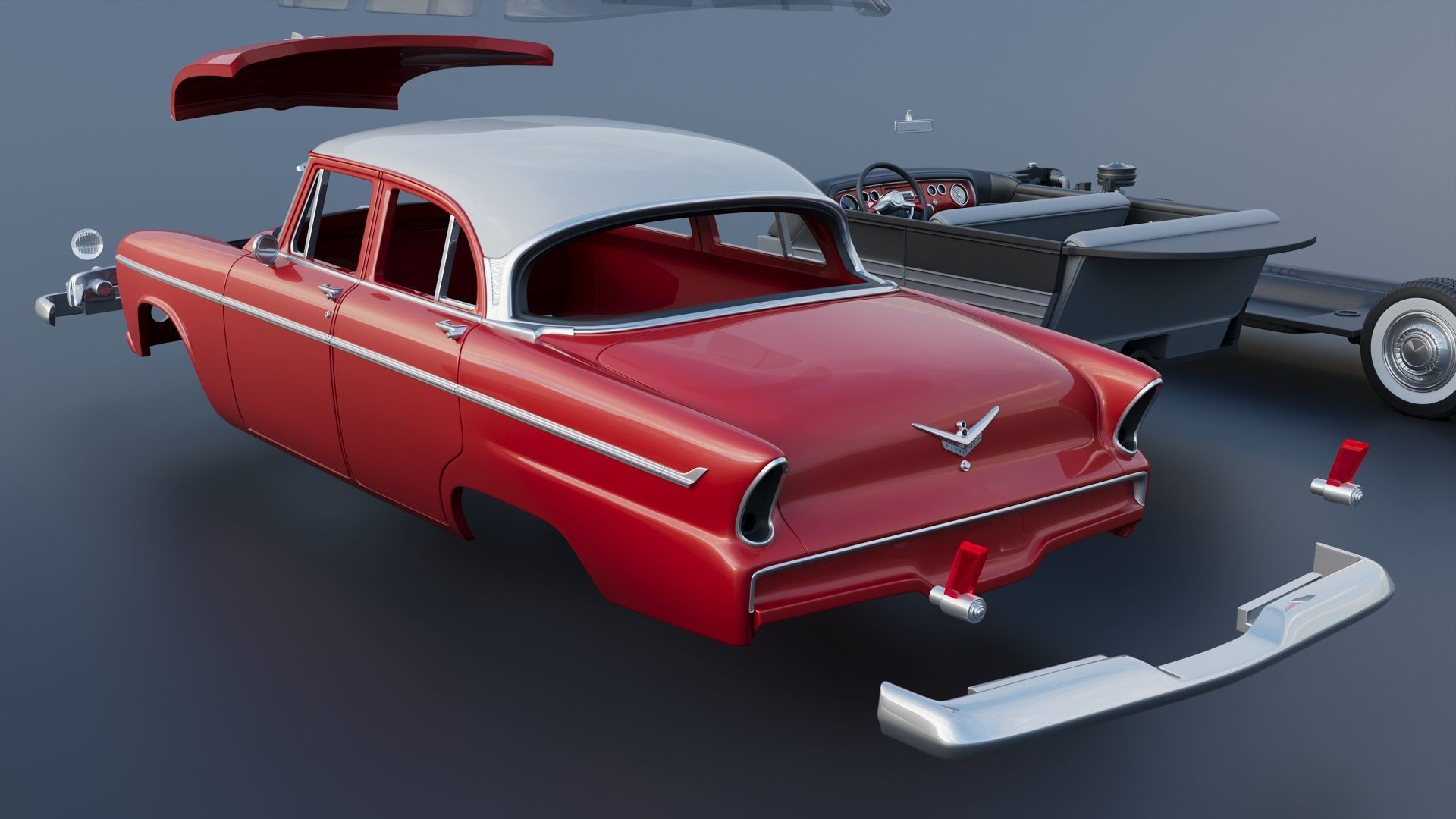 Plymouth Belvedere 4 Door 1955 3D print model_18