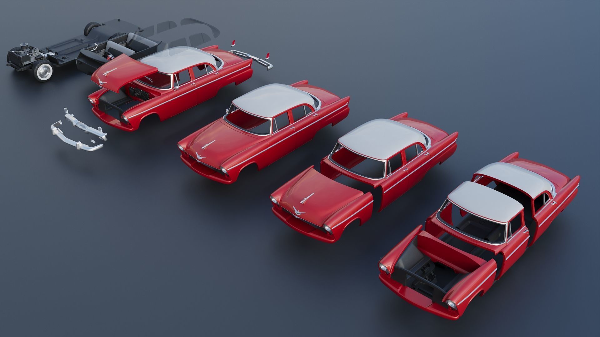 Plymouth Belvedere 4 Door 1955 3D print model_15