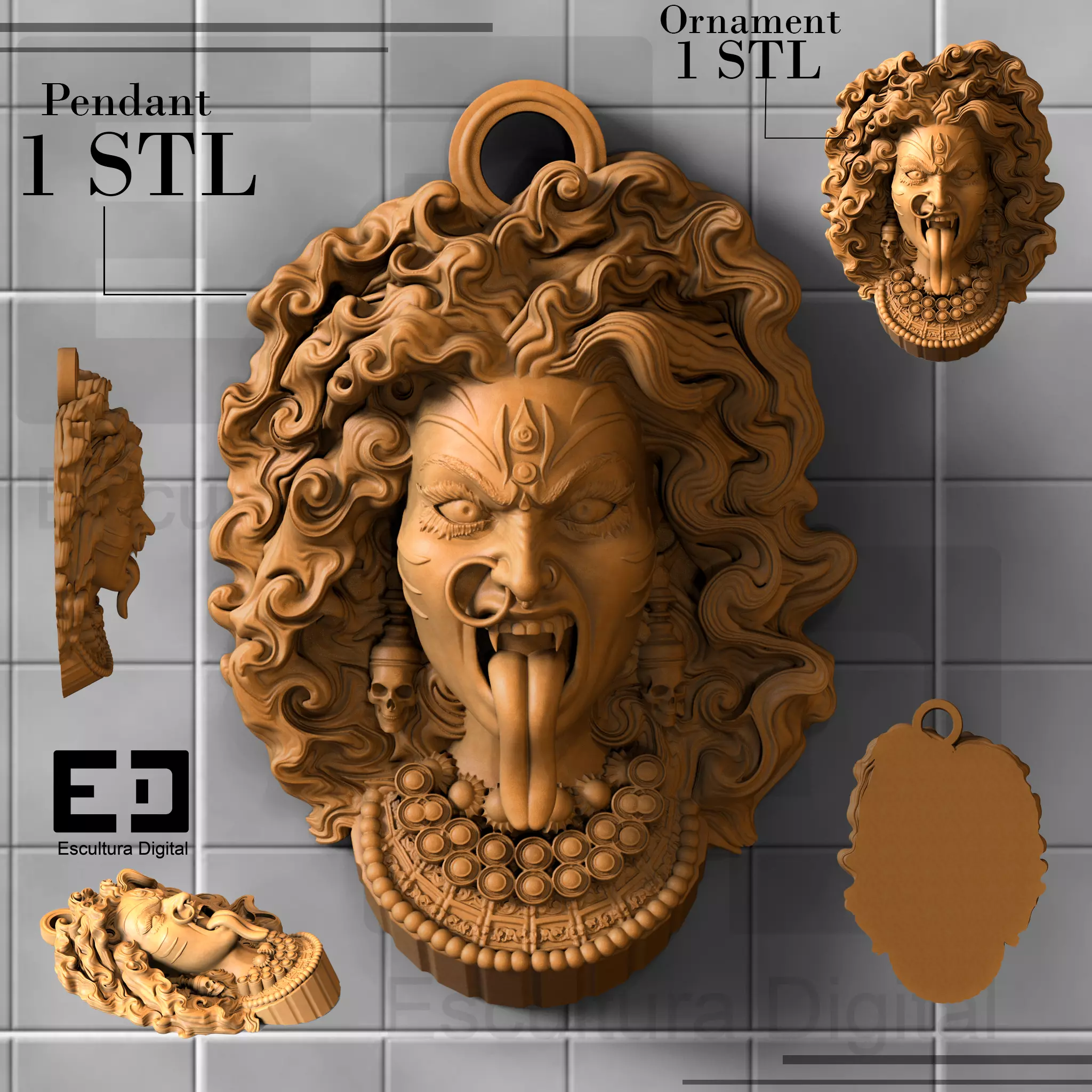 Kali - Colgante - Relieve ceremonial 3D print model_0