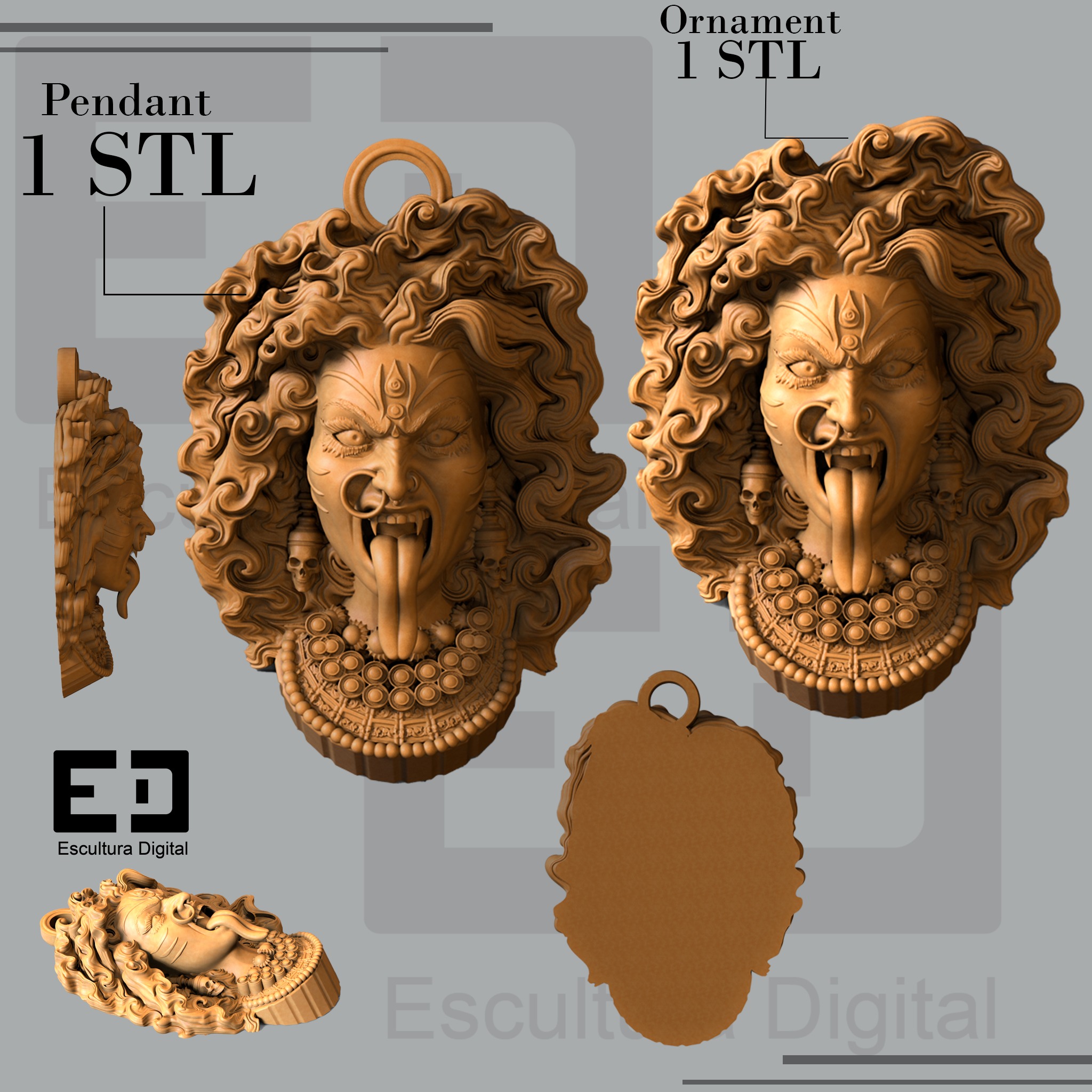 Kali - Colgante - Relieve ceremonial 3D print model_1