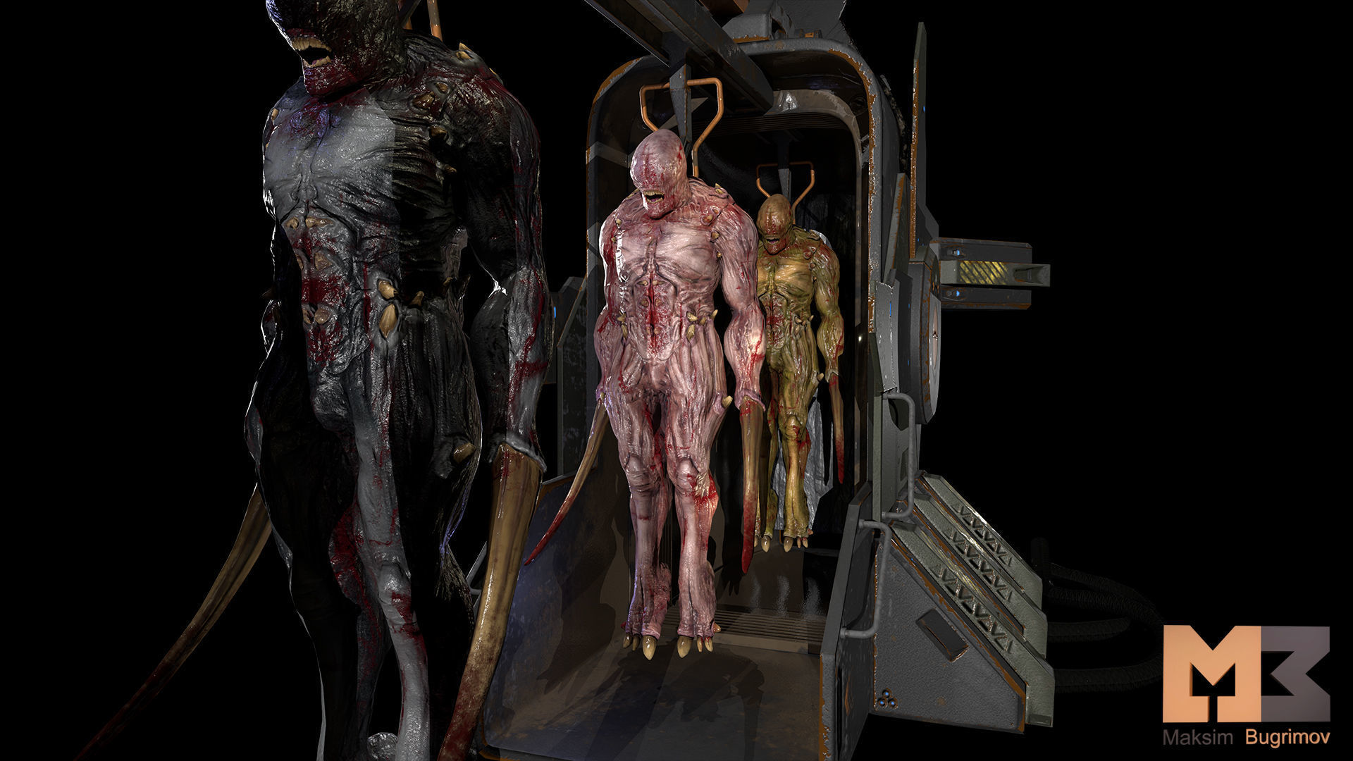 Sci Fi Line With Creatures Low-poly 3D model_9