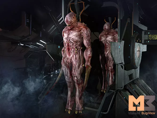 Sci Fi Line With Creatures Low-poly 3D model_0