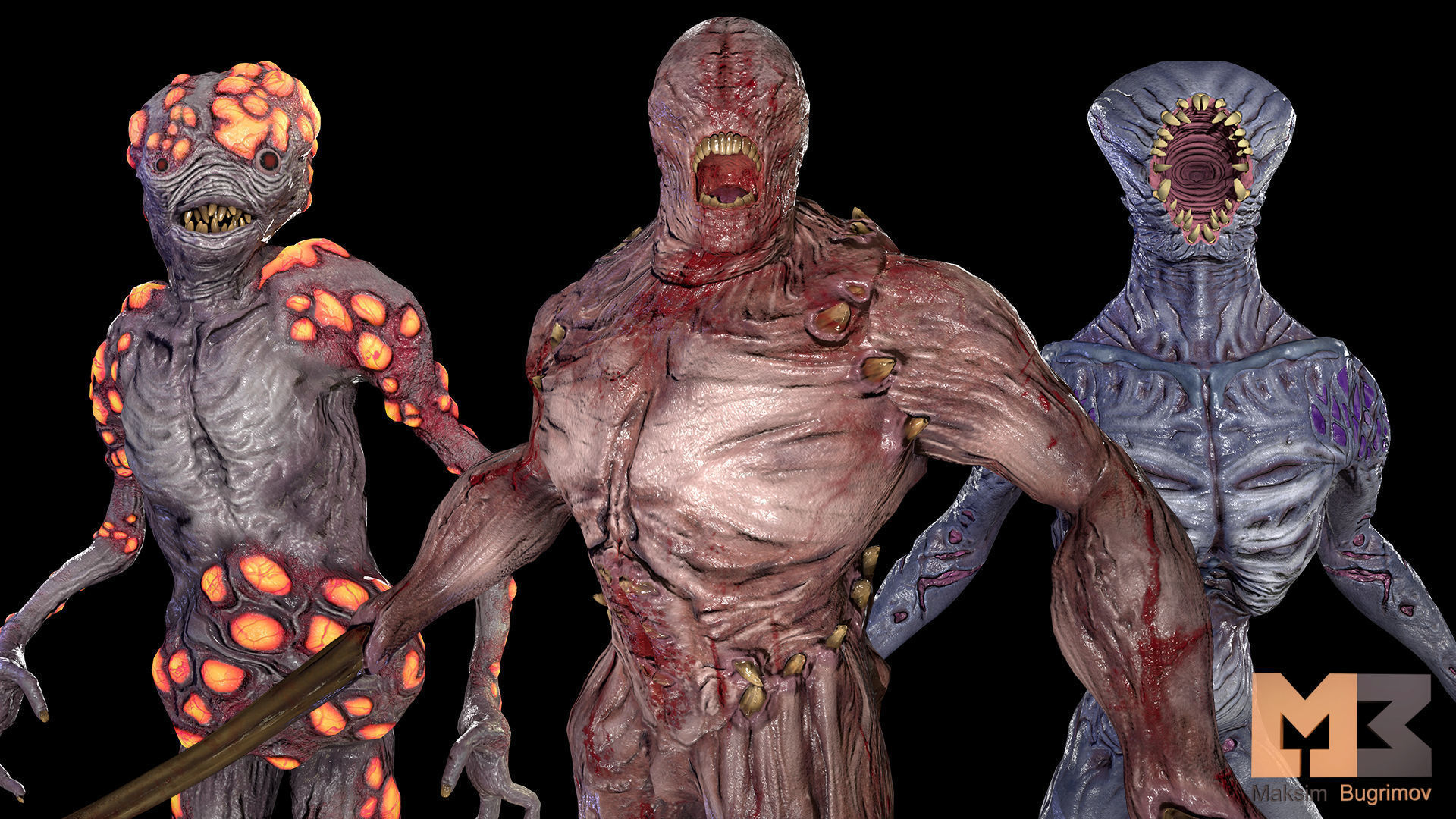 Sci Fi Line With Creatures Low-poly 3D model_7