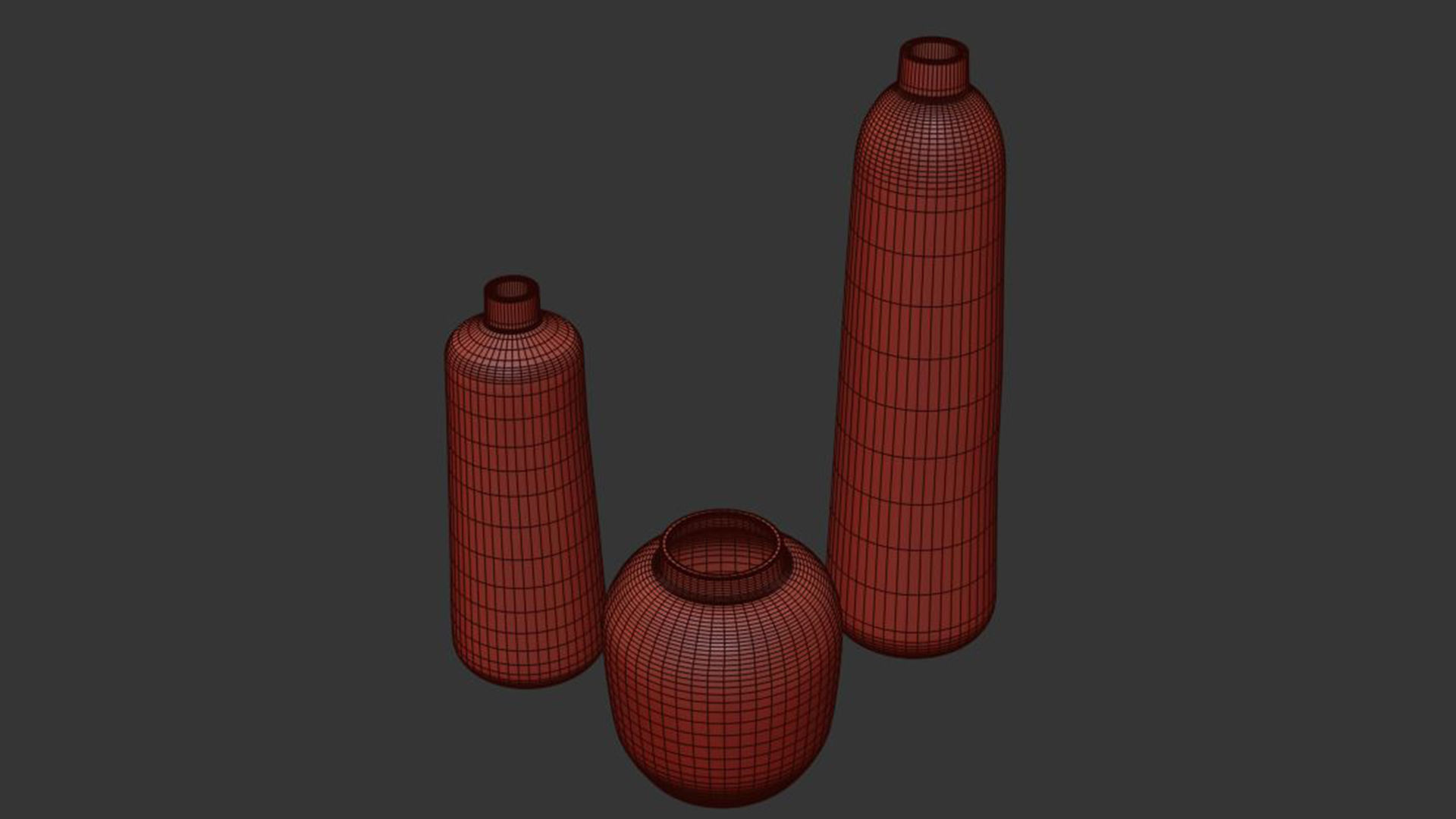 Set 3 Funky Vase 3D model_7