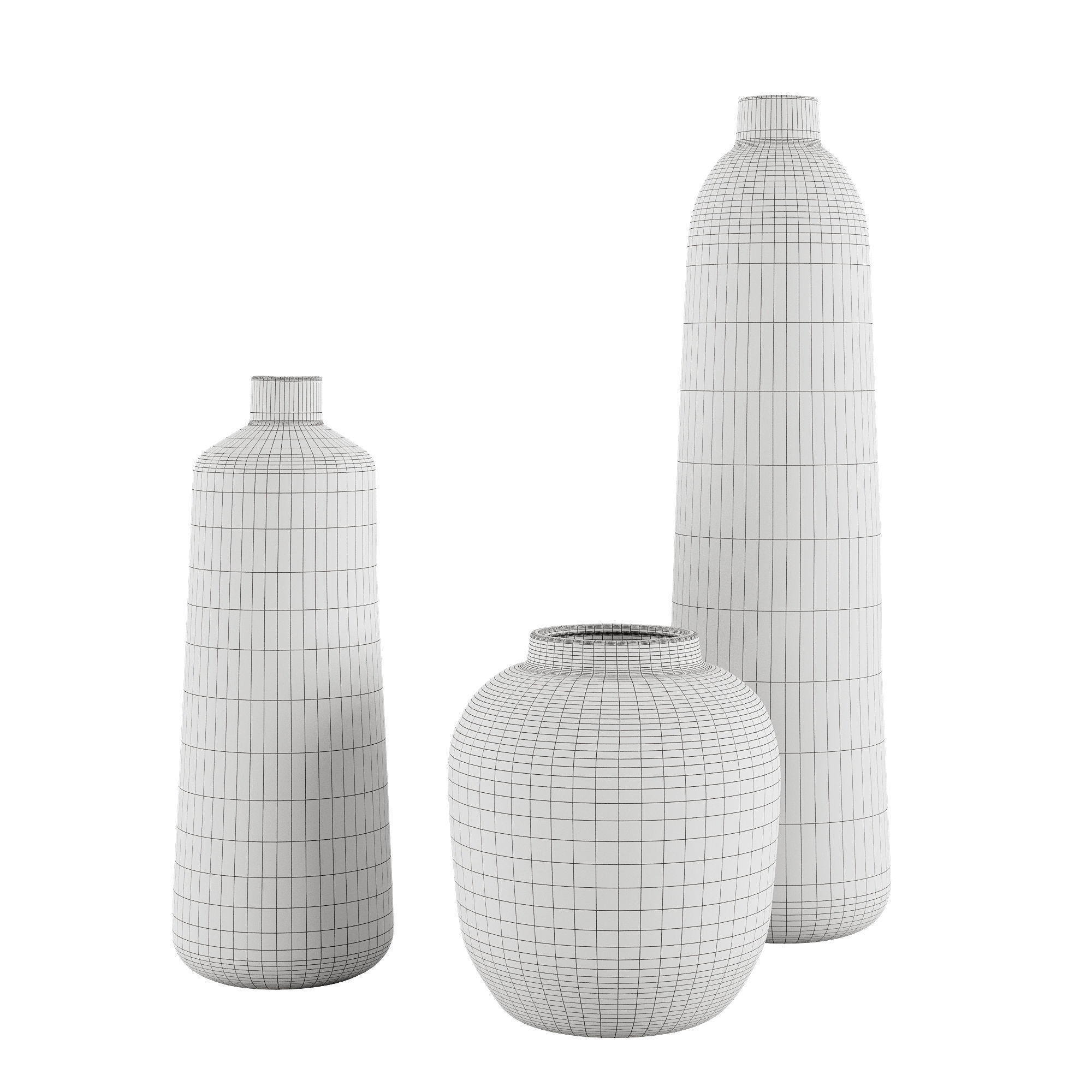 Set 3 Funky Vase 3D model_3