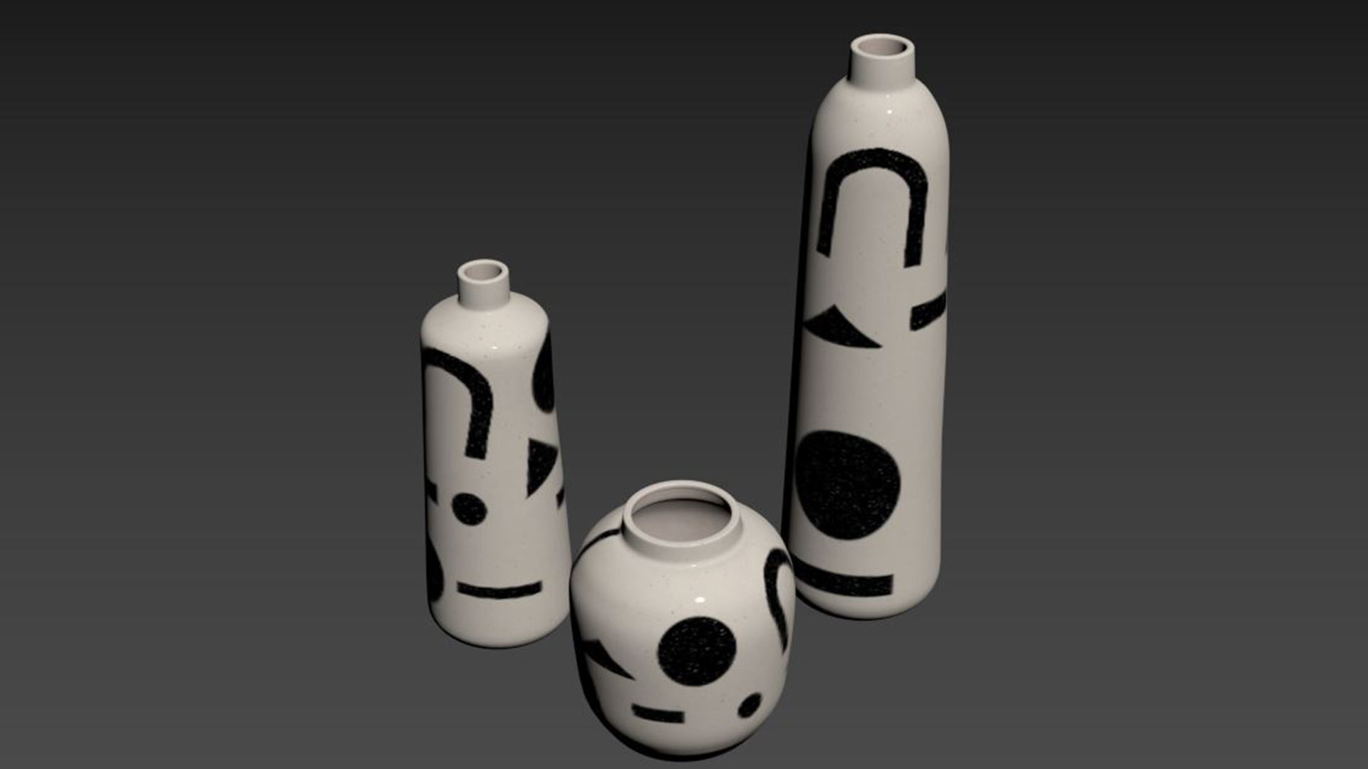 Set 3 Funky Vase 3D model_5