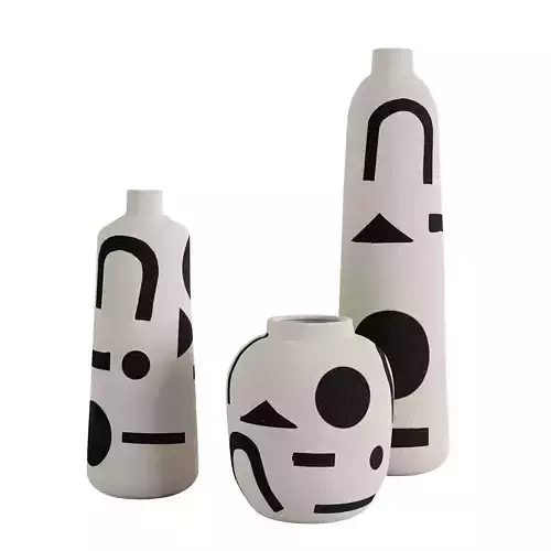 Set 3 Funky Vase 3D model