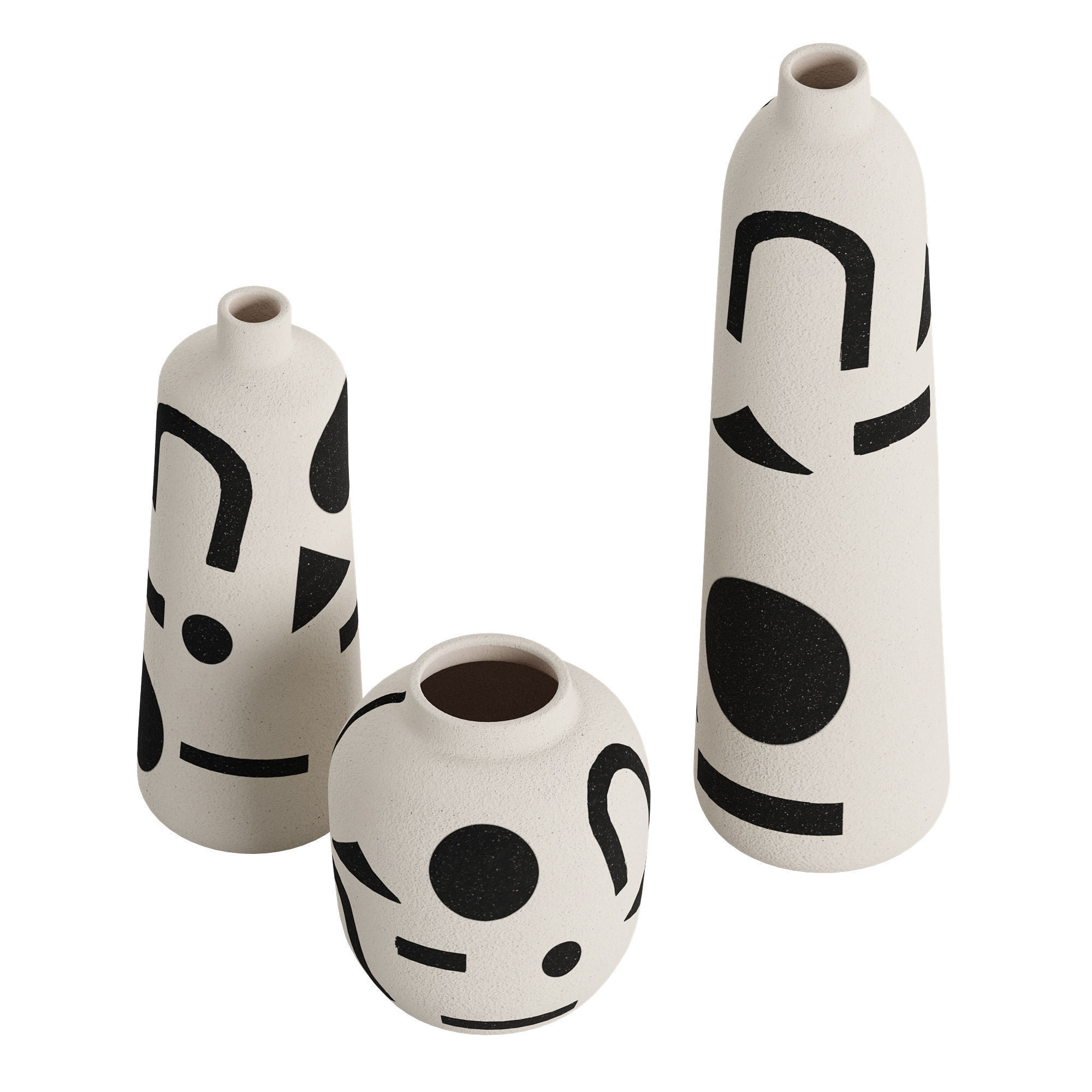 Set 3 Funky Vase 3D model_1