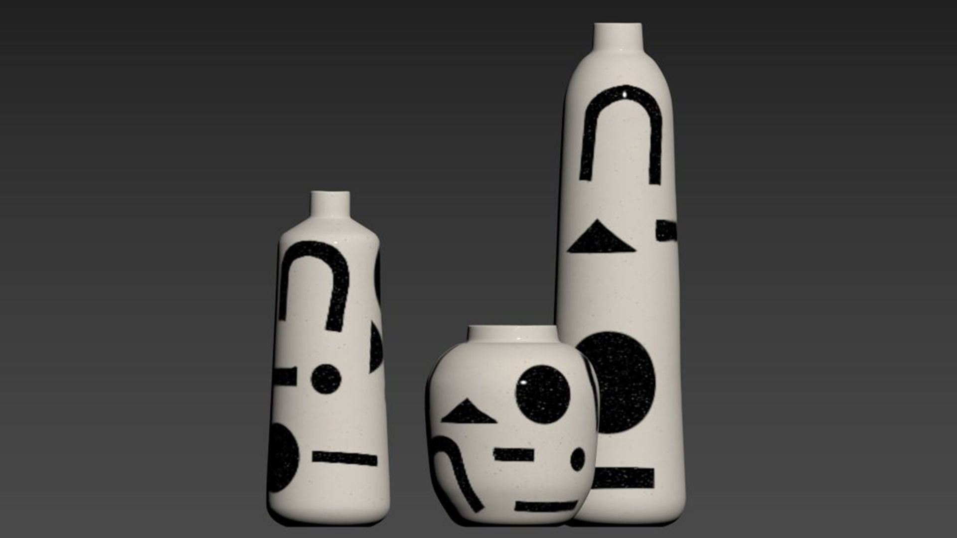 Set 3 Funky Vase 3D model_4