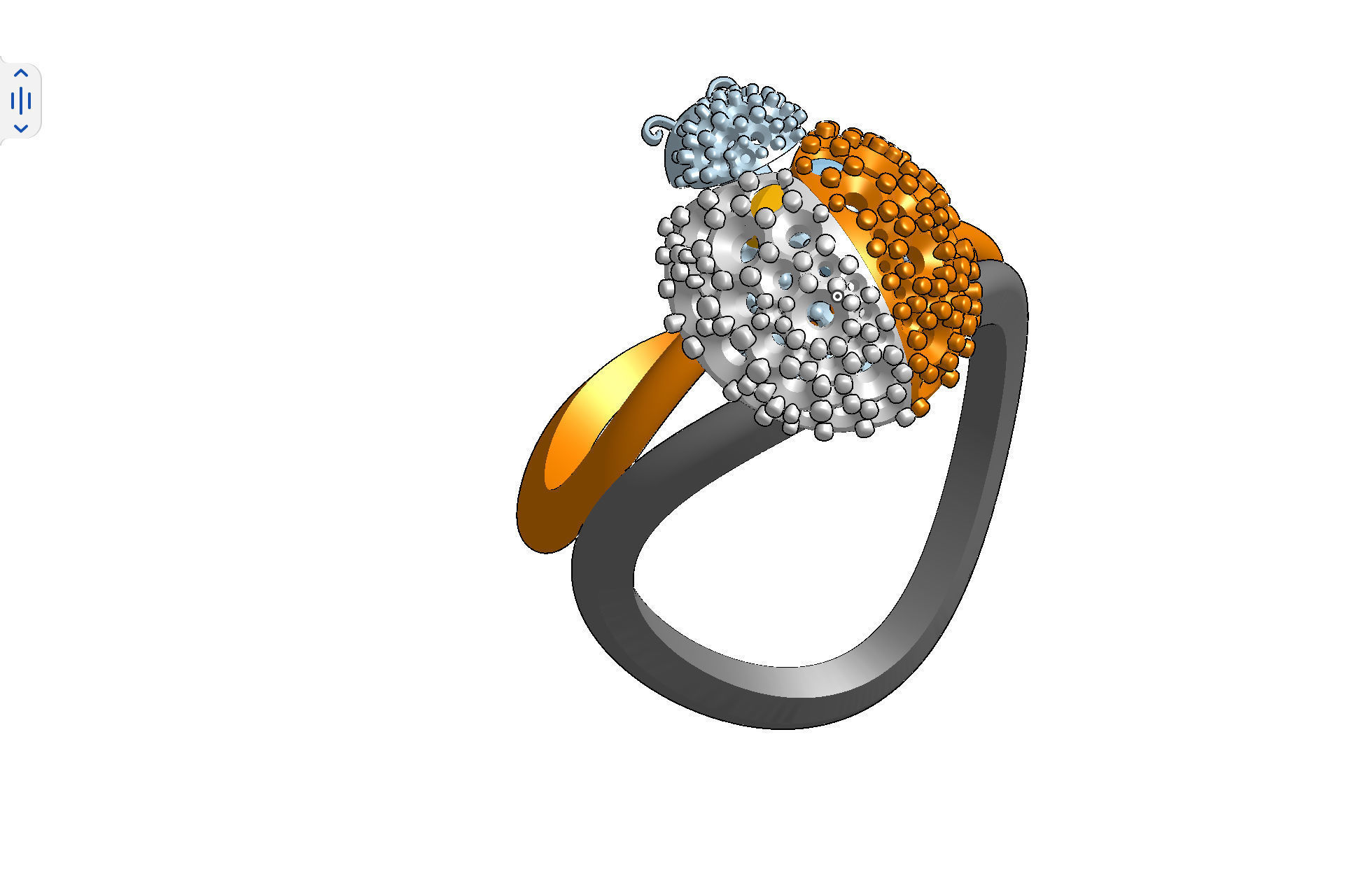 Wings opening and closing ring mechanism jewelry cad file  3D print model_2