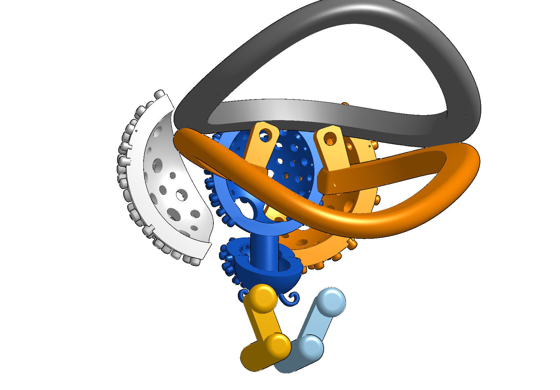 Wings opening and closing ring mechanism jewelry cad file  3D print model_19