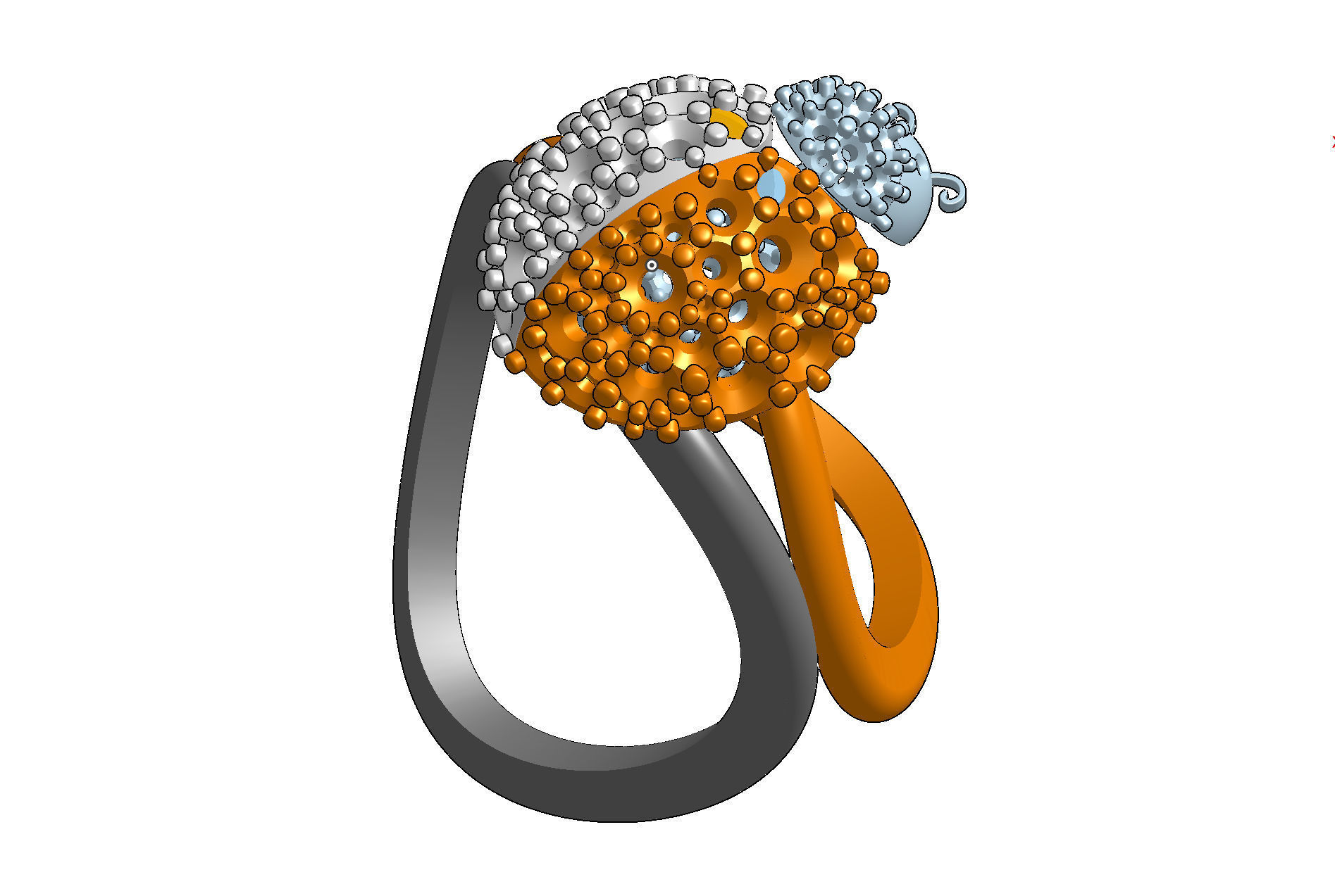 Wings opening and closing ring mechanism jewelry cad file  3D print model_5