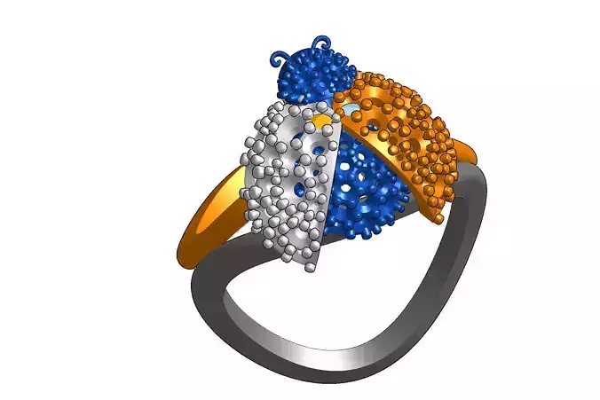 Wings opening and closing ring mechanism jewelry cad file 