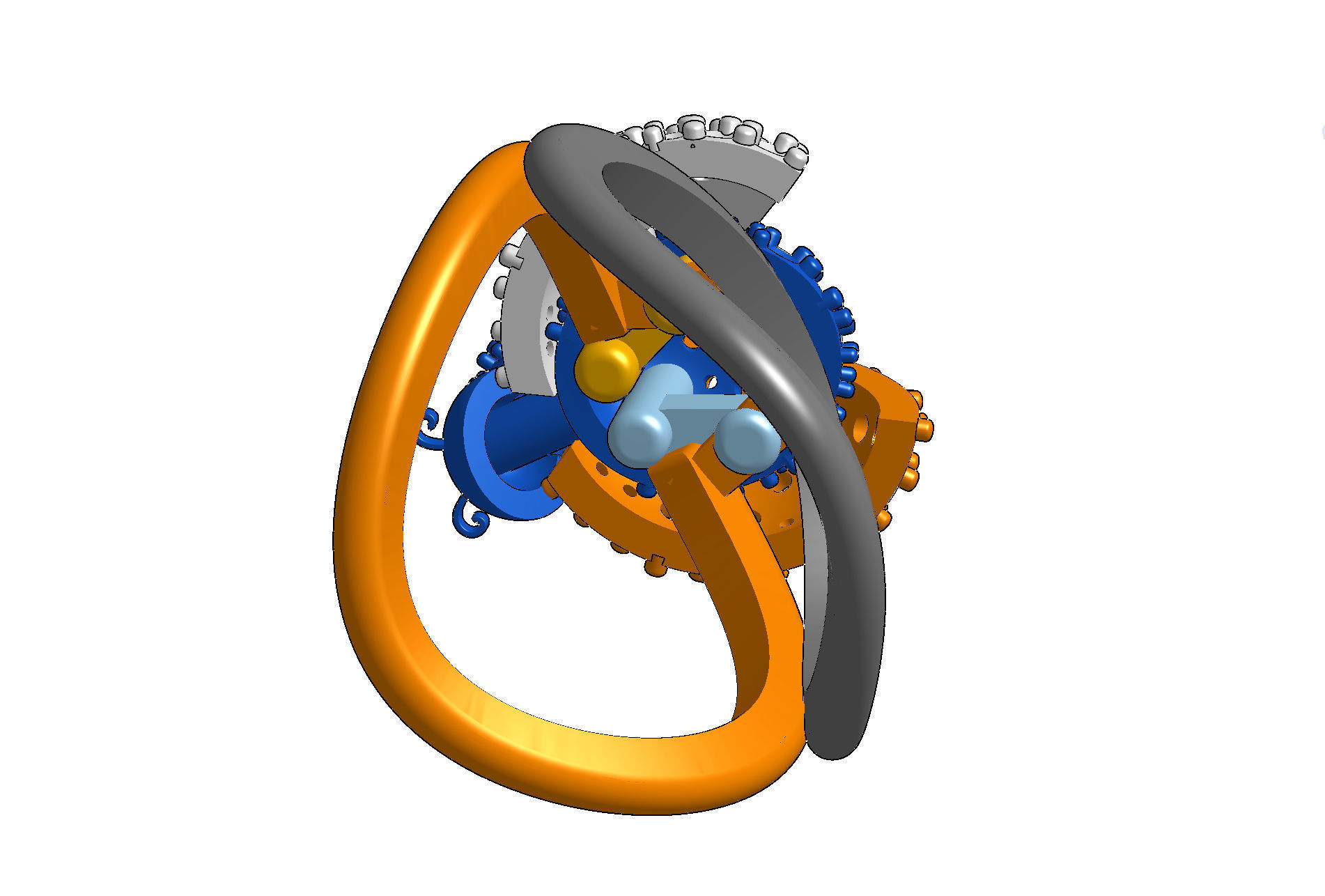 Wings opening and closing ring mechanism jewelry cad file  3D print model_8