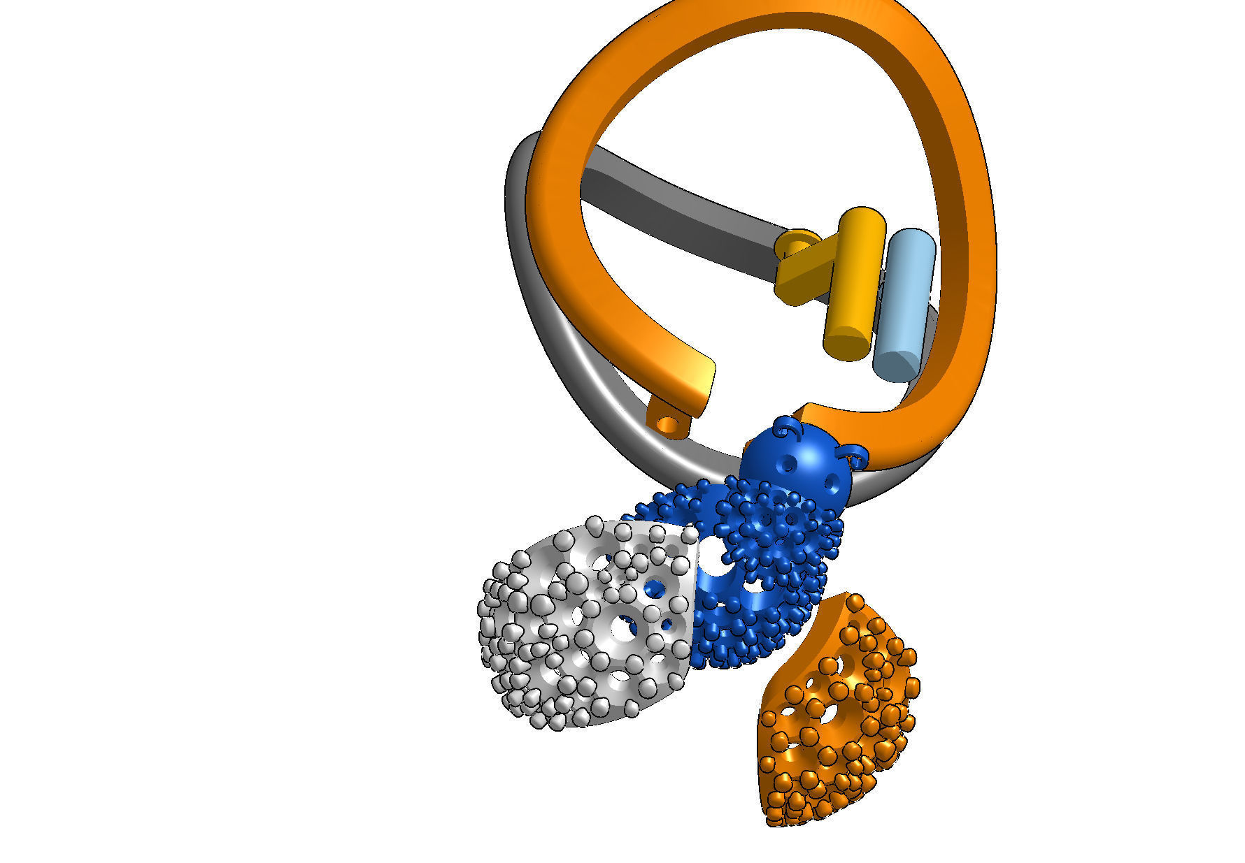 Wings opening and closing ring mechanism jewelry cad file  3D print model_21