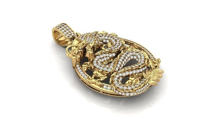 DRAGON PENDANT DIAMOND 3D print model