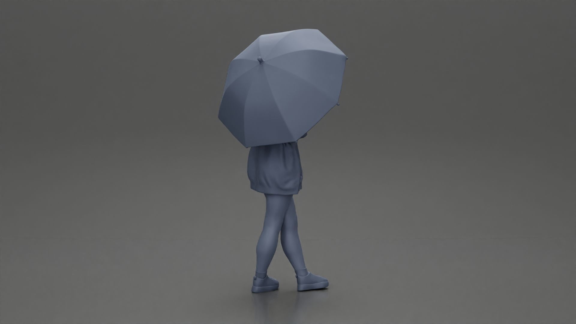 Pretty Girl with an Umbrella in Open Sweater and shorts Posing 3D print model_9