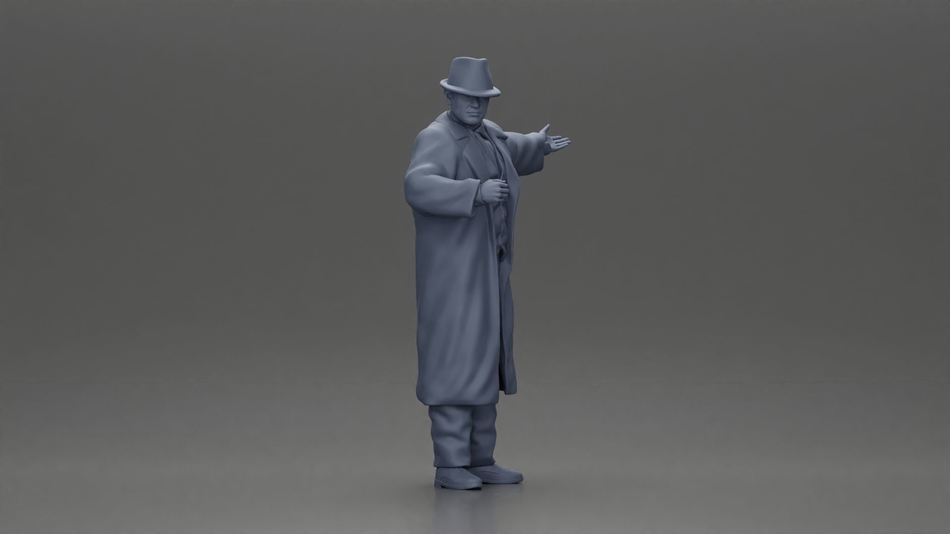 mafia man in gangster costume stands while gesturing 3D print model_7