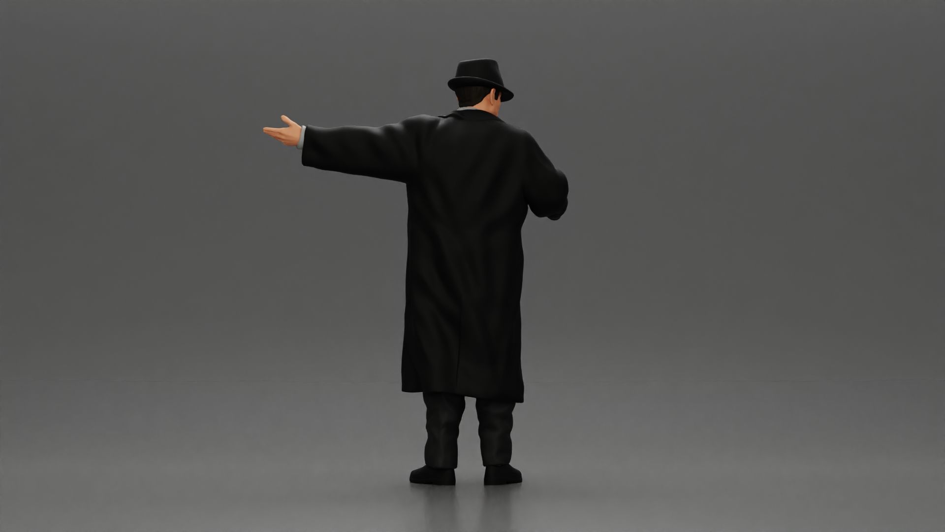 mafia man in gangster costume stands while gesturing 3D print model_3