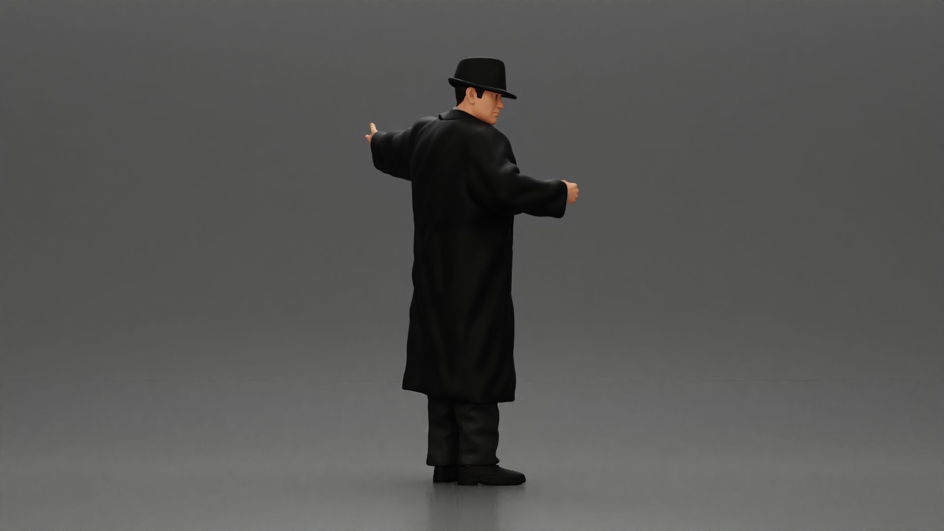 mafia man in gangster costume stands while gesturing 3D print model_2