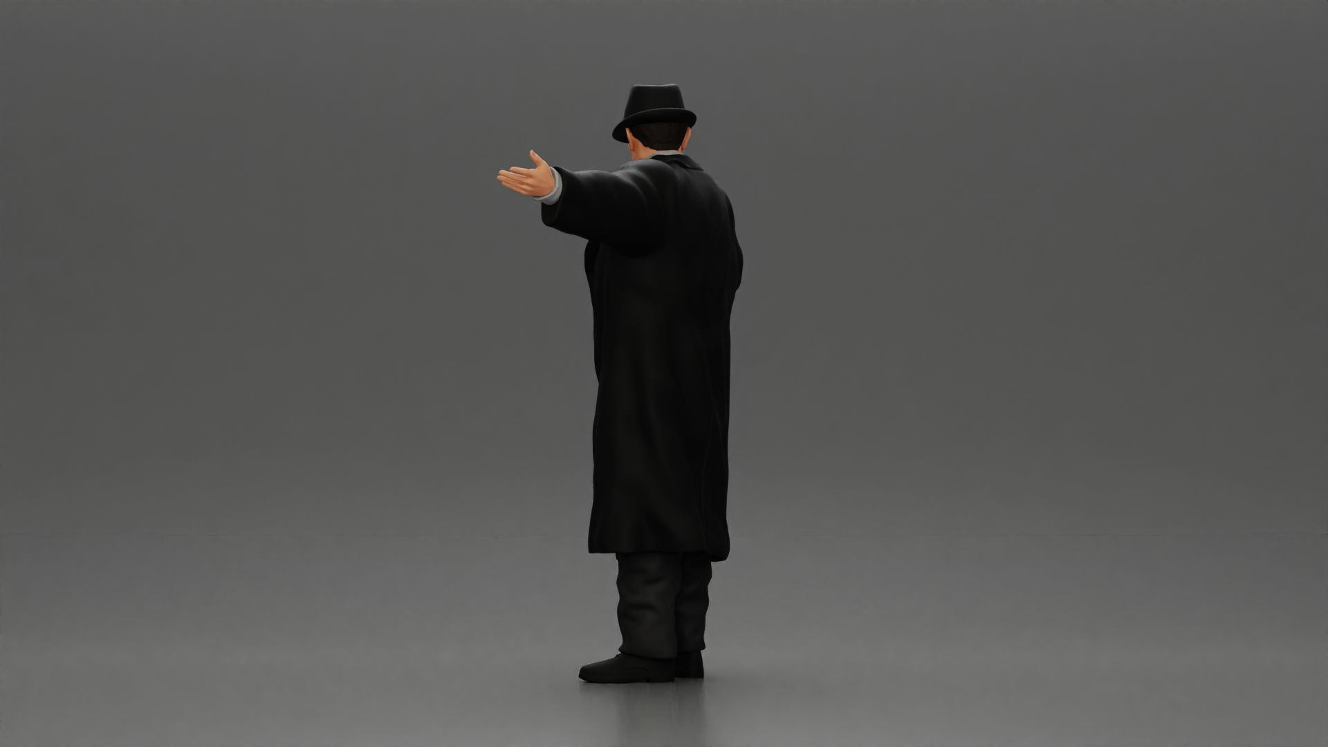 mafia man in gangster costume stands while gesturing 3D print model_4