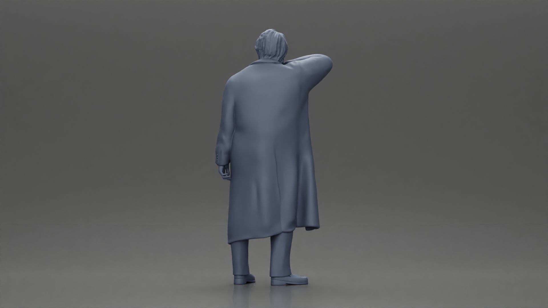 old man with pointed beard leaning against a wall with coat open 3D print model_9