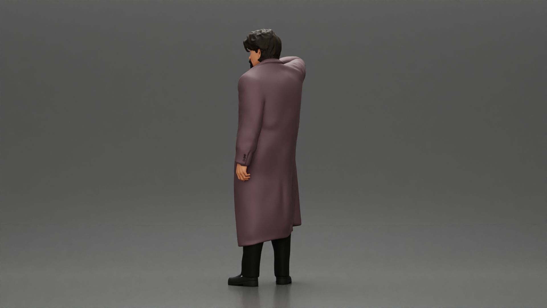 old man with pointed beard leaning against a wall with coat open 3D print model_4