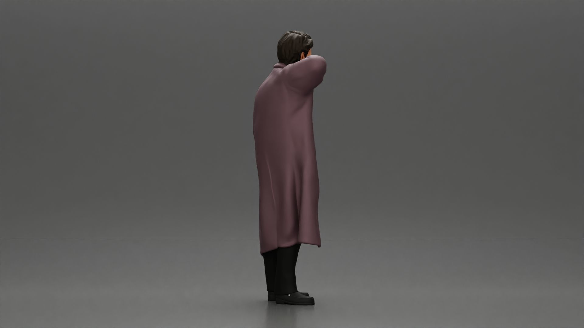 old man with pointed beard leaning against a wall with coat open 3D print model_2