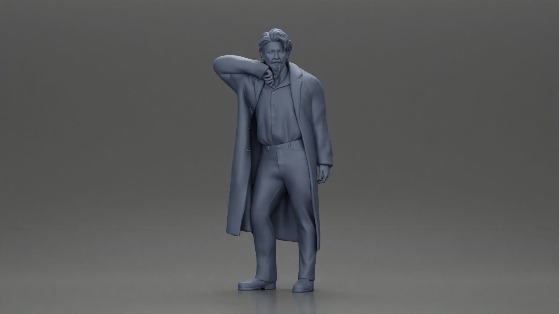 old man with pointed beard leaning against a wall with coat open 3D print model_6