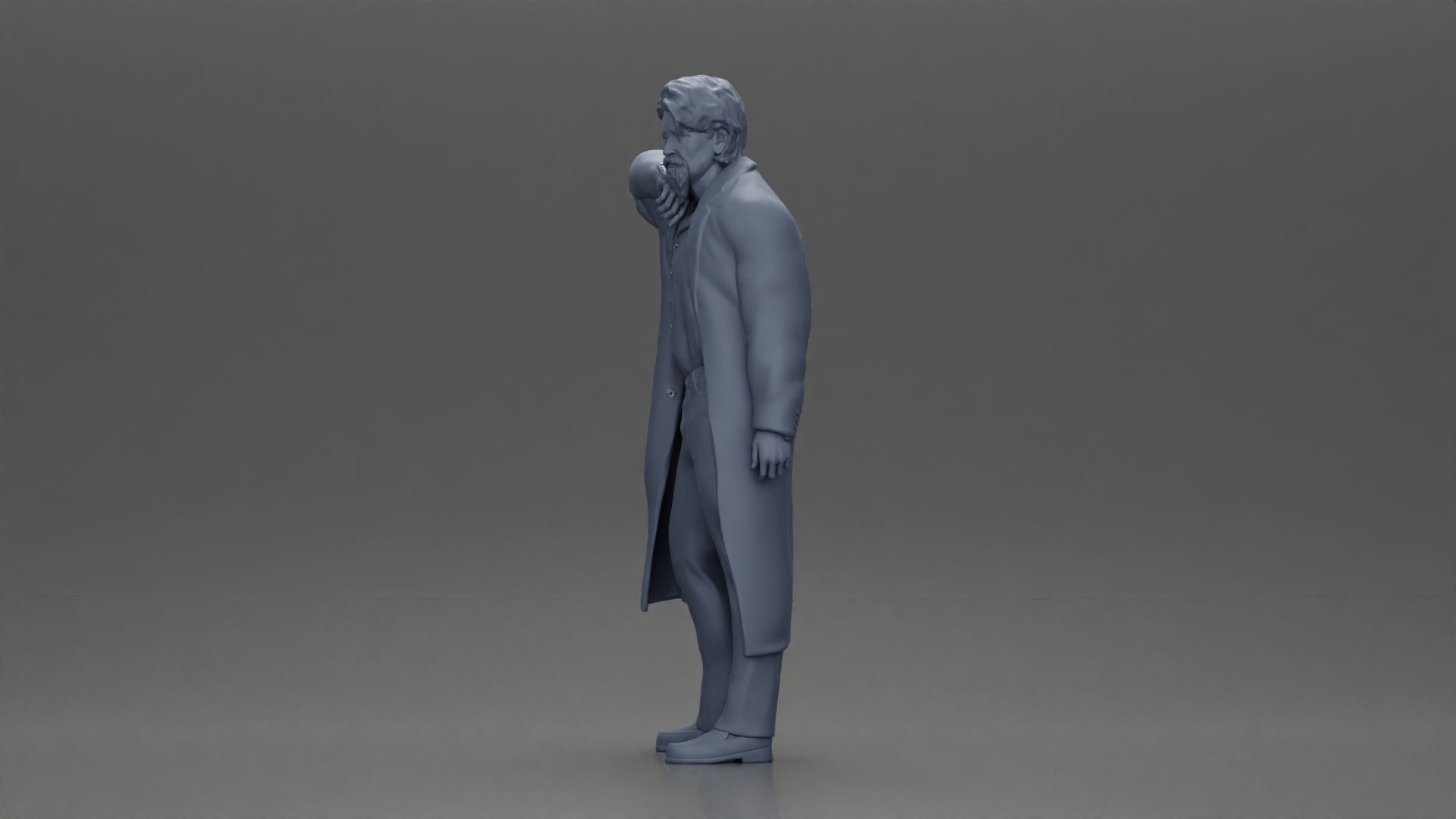 old man with pointed beard leaning against a wall with coat open 3D print model_11