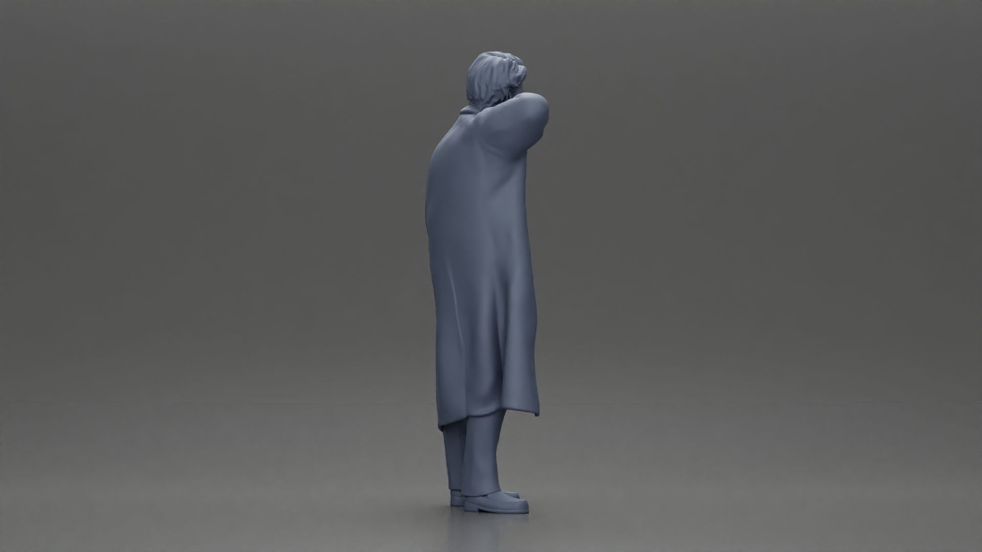 old man with pointed beard leaning against a wall with coat open 3D print model_8