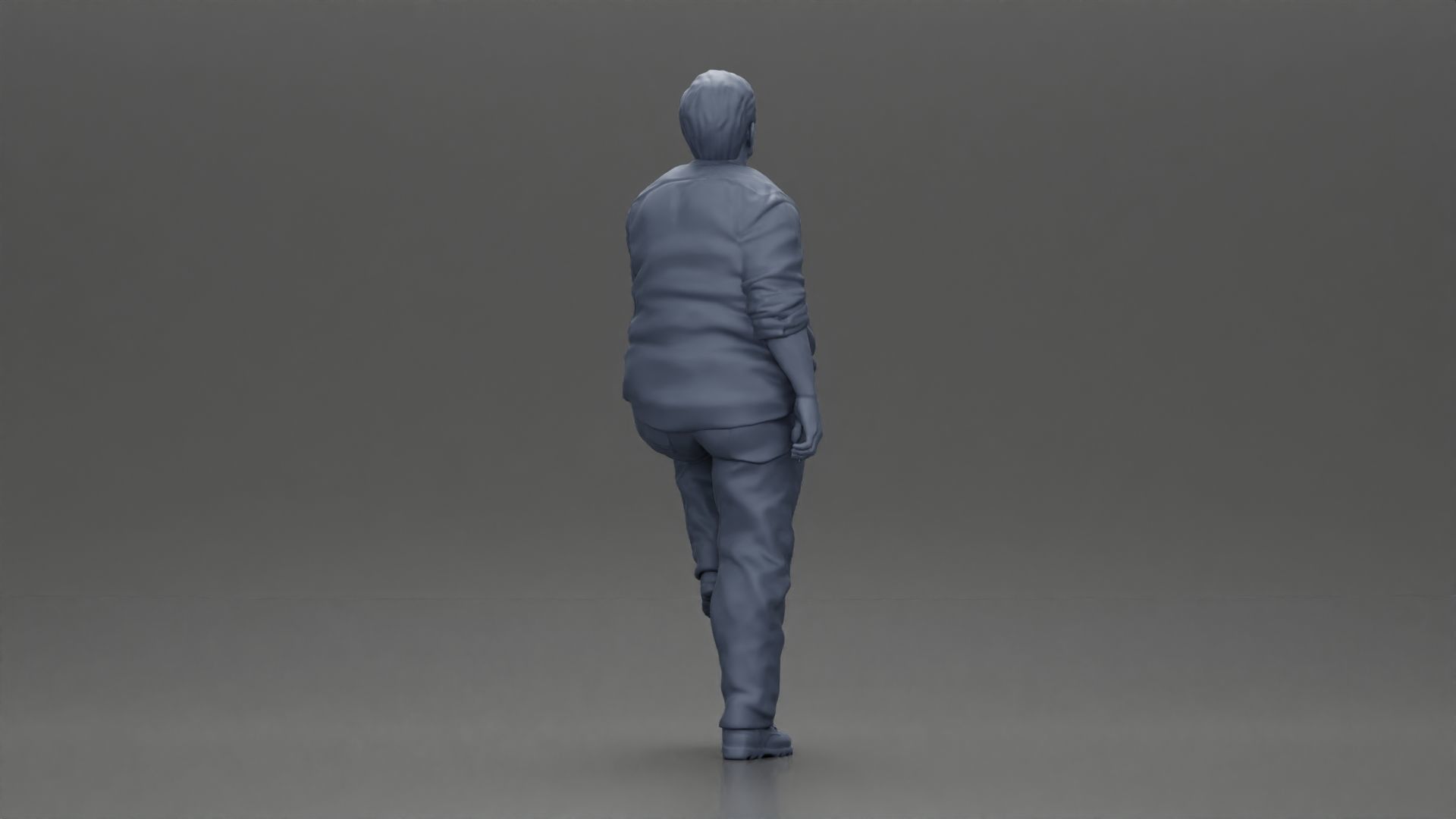 Asian man looking upward in shirt pants with leg placed on step 3D print model_8