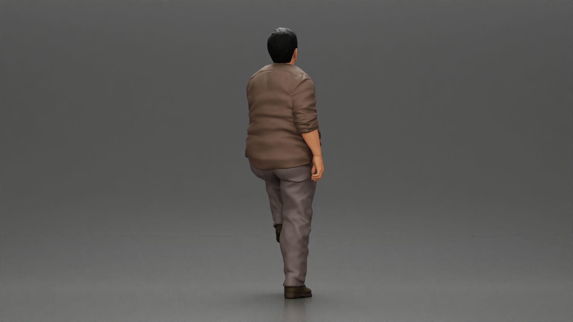 Asian man looking upward in shirt pants with leg placed on step 3D print model_2