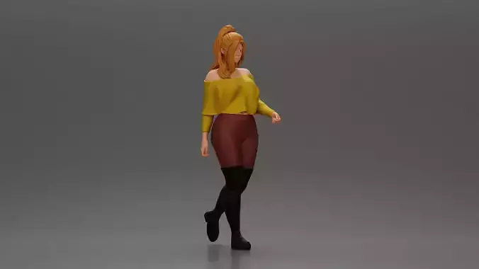 fashionable girl walking  dog wearing a stylish shirt long boots