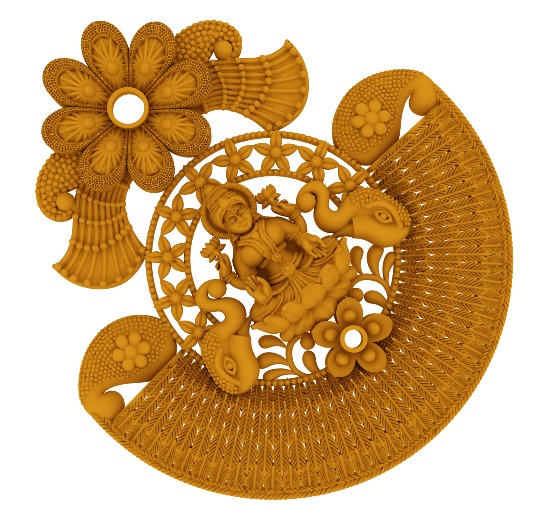 Lakshmi devi pendant 3D print model_5