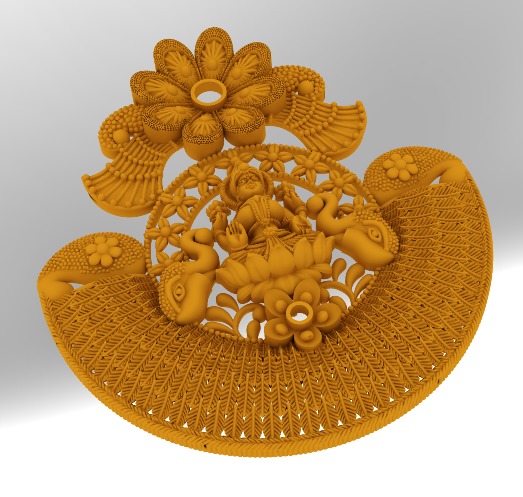 Lakshmi devi pendant 3D print model_2